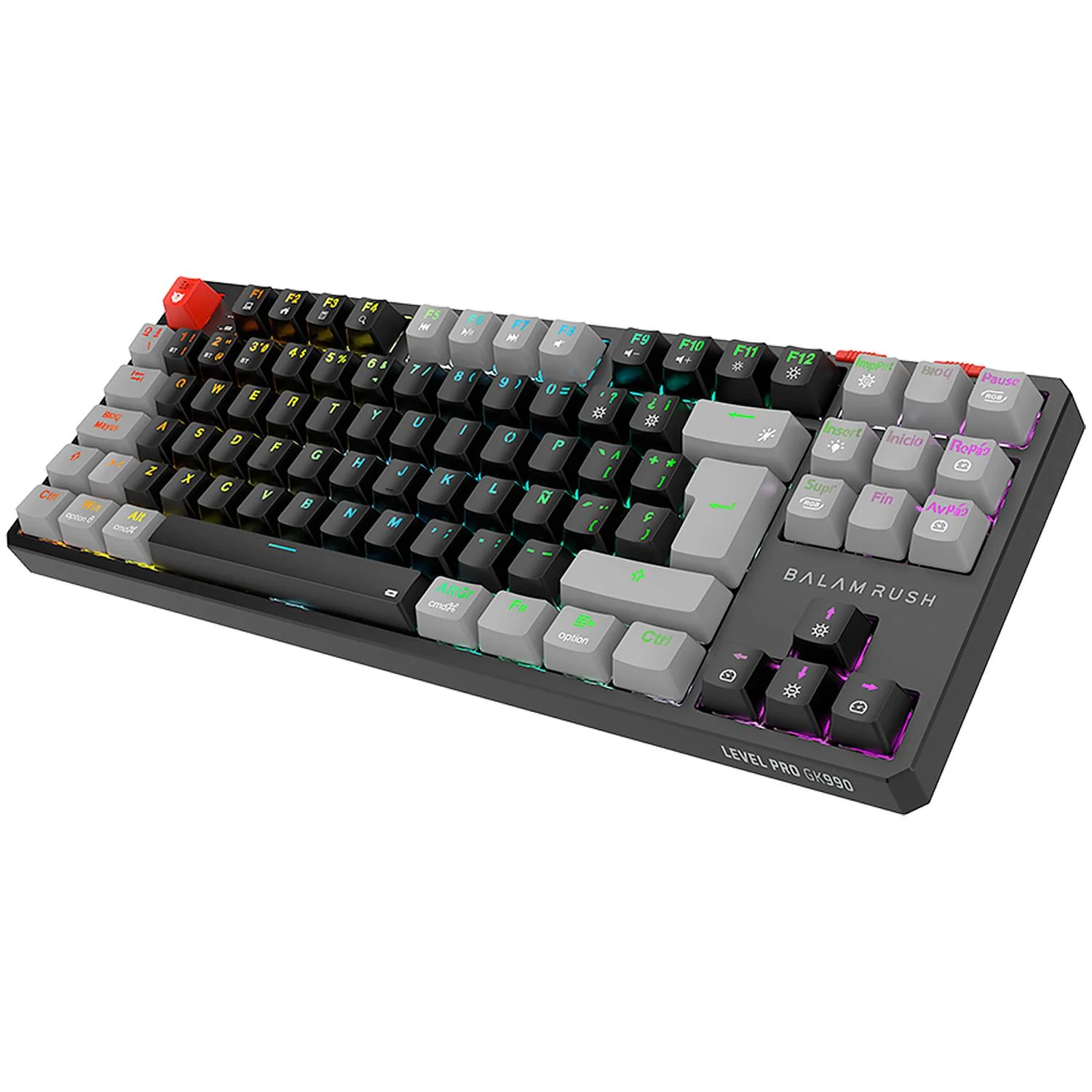 Teclado Gamer Mecanico BALAM RUSH LEVEL PRO GK990 Switch Red Inalambrico USB 2.4 GHz + BT 5.0 Tamaño 80% RGB Negro/Gris BR-940672 - Image 3