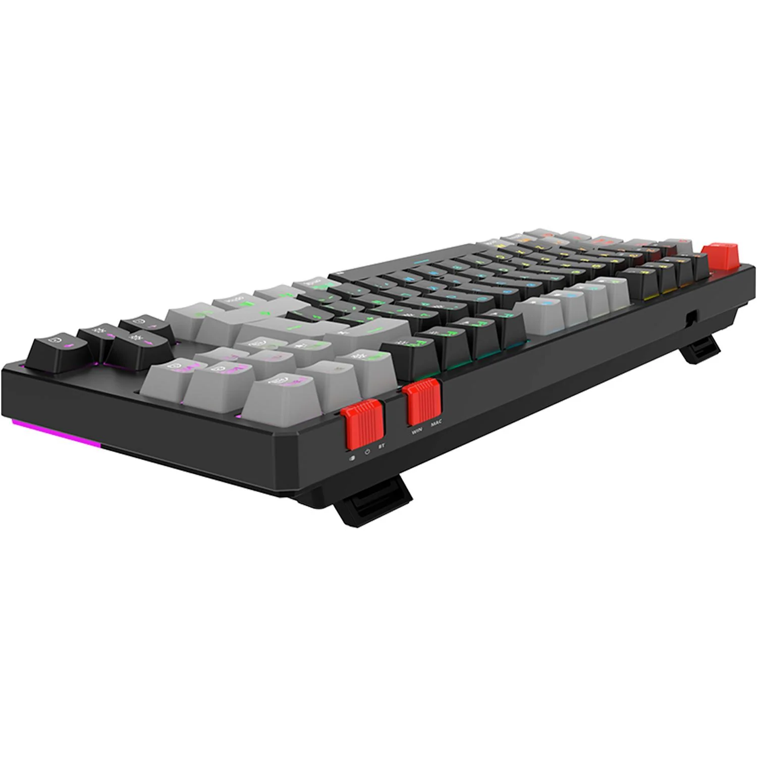 Teclado Gamer Mecanico BALAM RUSH LEVEL PRO GK990 Switch Red Inalambrico USB 2.4 GHz + BT 5.0 Tamaño 80% RGB Negro/Gris BR-940672 - Image 4