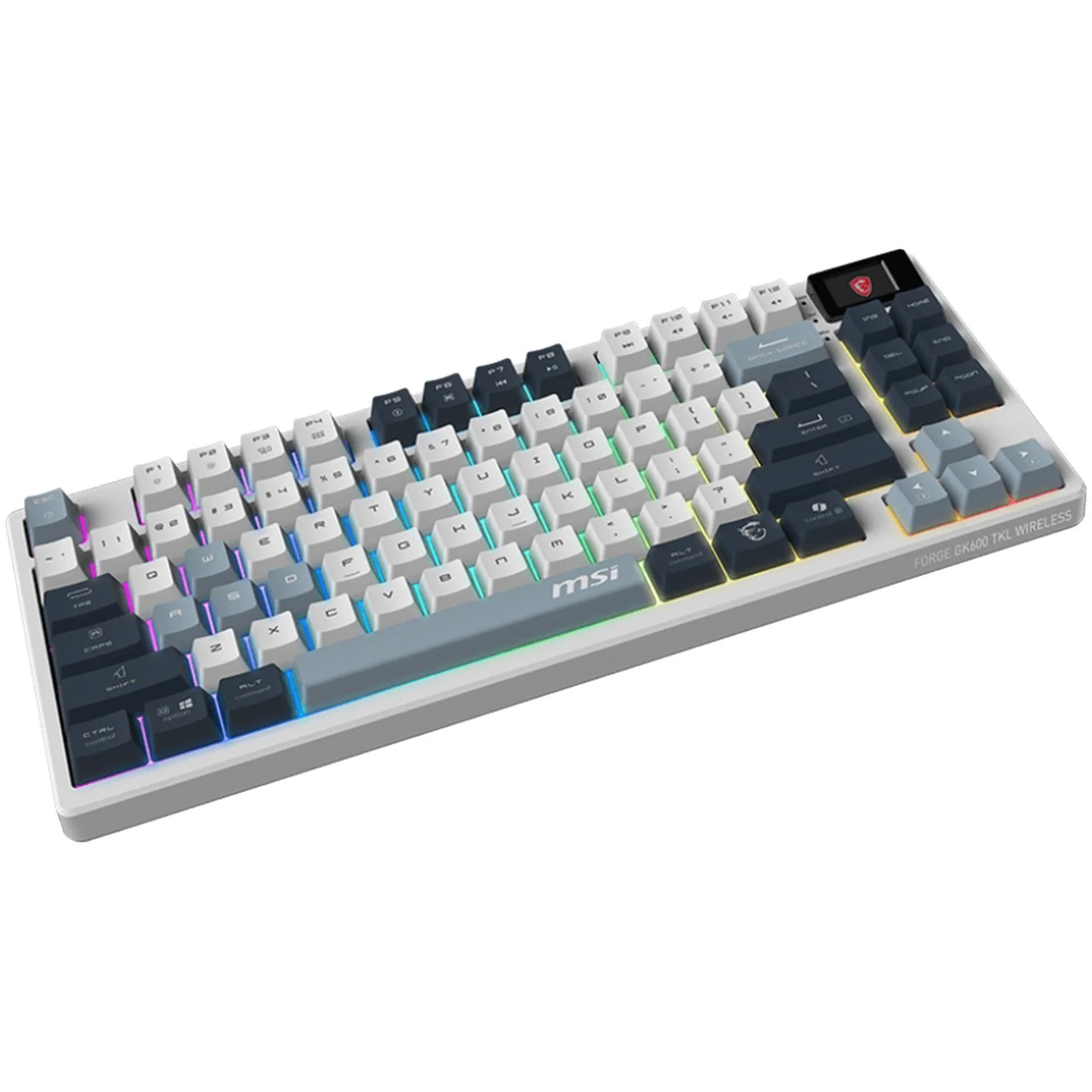 Teclado Gamer Mecanico MSI FORGE GK600 TKL WIRELESS SKY Switch Azul Inalambrico USB 2.4 GHz + BT Tamaño 80% RGB Blanco/Azul FORGE GK600 TKL W SKY US - Image 3