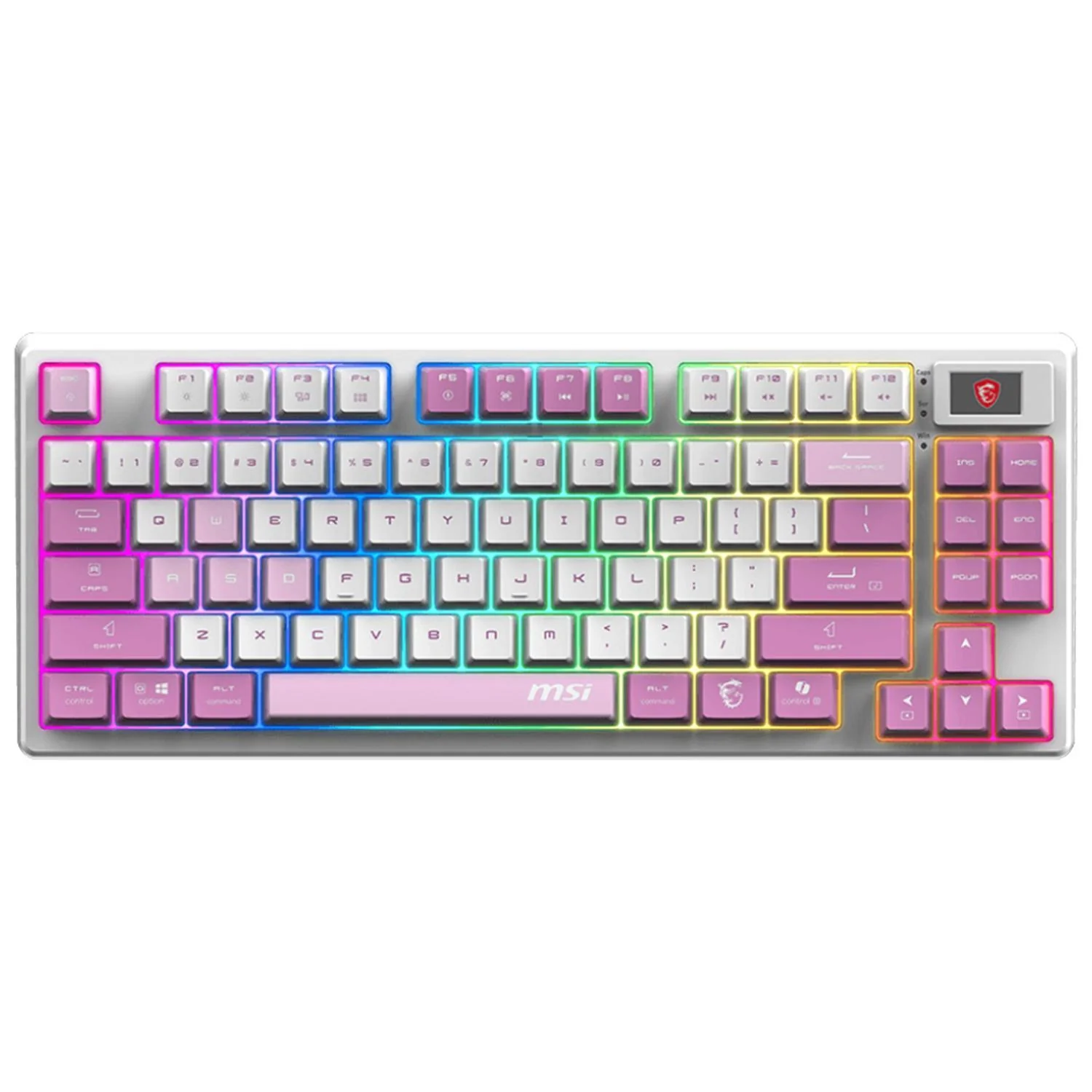 Teclado Gamer Mecanico MSI FORGE GK600 TKL WIRELESS VIOLET Switch Violeta Inalambrico USB 2.4 GHz + BT Tamaño 80% Blanco/Rosa FORGE GK600 TKL W VIOLET US - Image 2