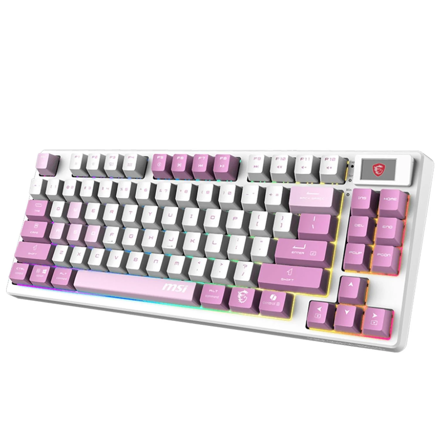 Teclado Gamer Mecanico MSI FORGE GK600 TKL WIRELESS VIOLET Switch Violeta Inalambrico USB 2.4 GHz + BT Tamaño 80% Blanco/Rosa FORGE GK600 TKL W VIOLET US - Image 3