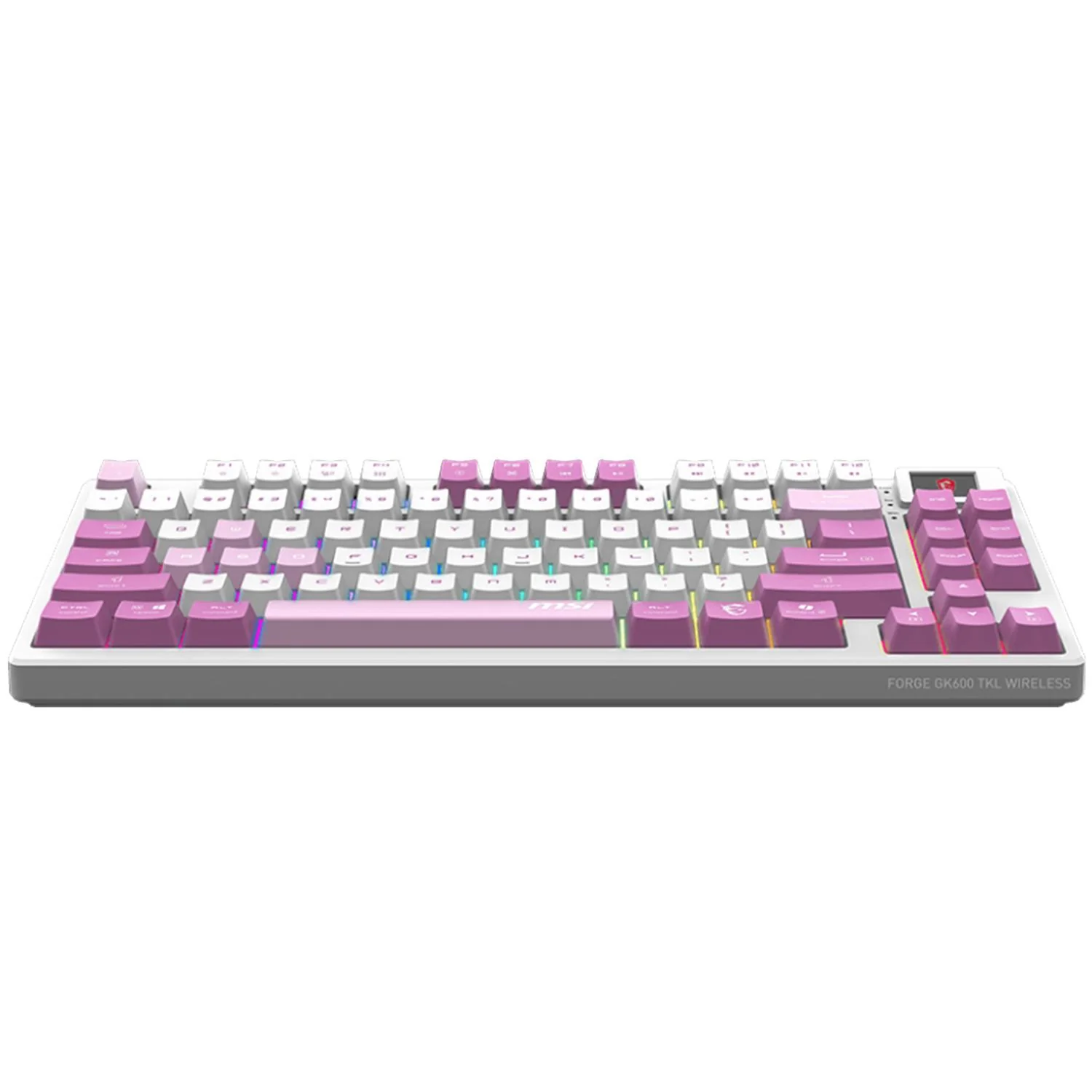 Teclado Gamer Mecanico MSI FORGE GK600 TKL WIRELESS VIOLET Switch Violeta Inalambrico USB 2.4 GHz + BT Tamaño 80% Blanco/Rosa FORGE GK600 TKL W VIOLET US - Image 5