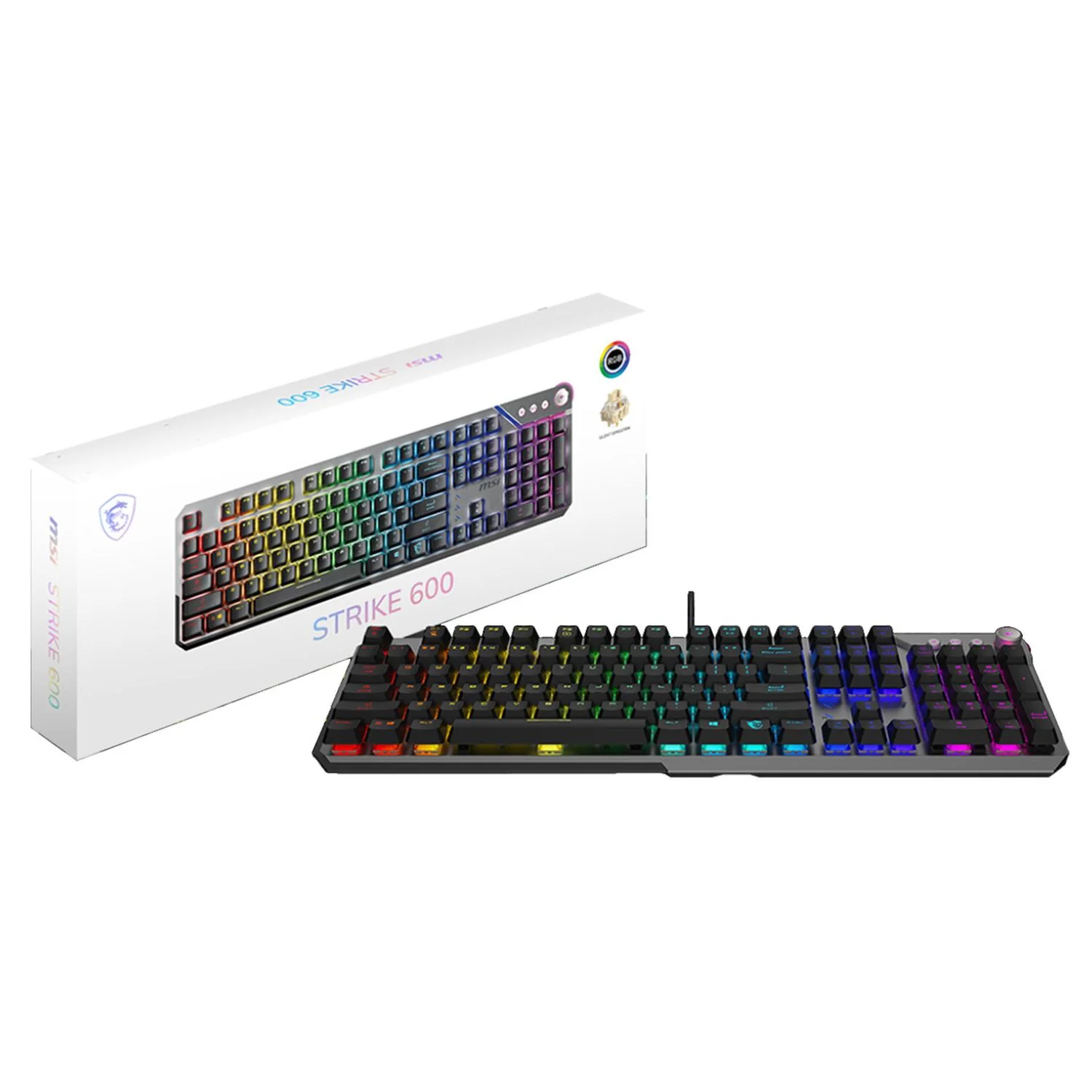Teclado Gamer Mecanico MSI STRIKE 600 Switch Silencioso USB 2.0 Tamaño 100% RGB Negro