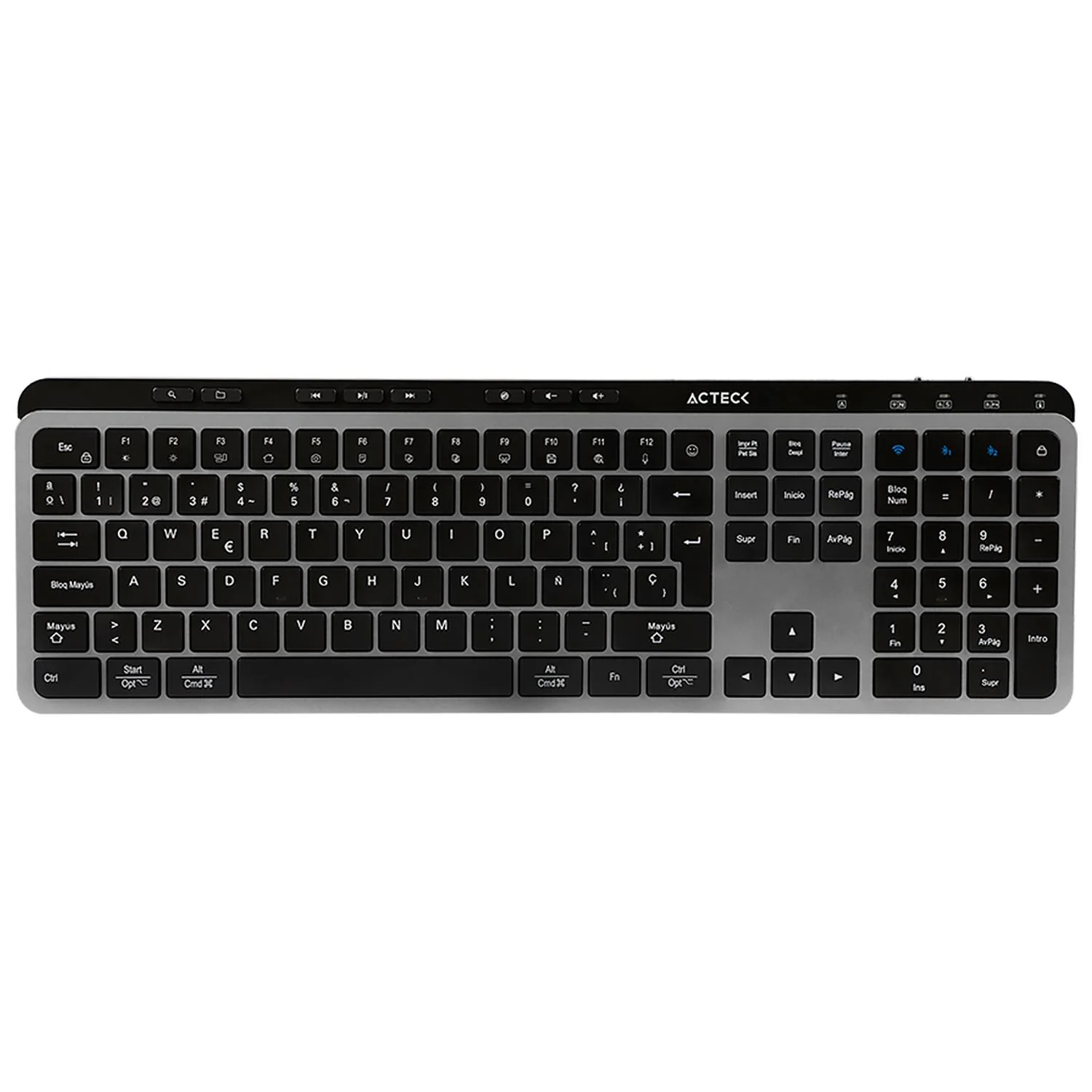 Teclado Multidispositivo ACTECK INSPIRE KREA TI755 Inalambrico USB 2.4GHz + BT 5.1 Negro/Gris AC-940085