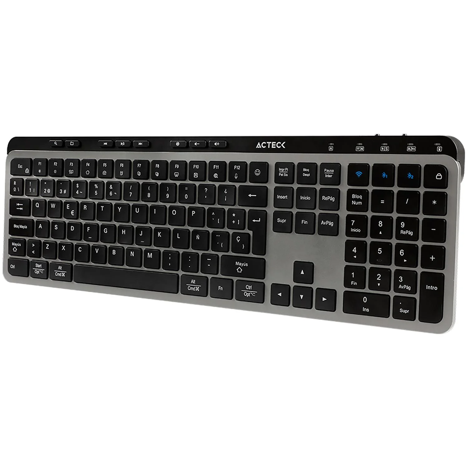 Teclado Multidispositivo ACTECK INSPIRE KREA TI755 Inalambrico USB 2.4GHz + BT 5.1 Negro/Gris AC-940085 - Image 6