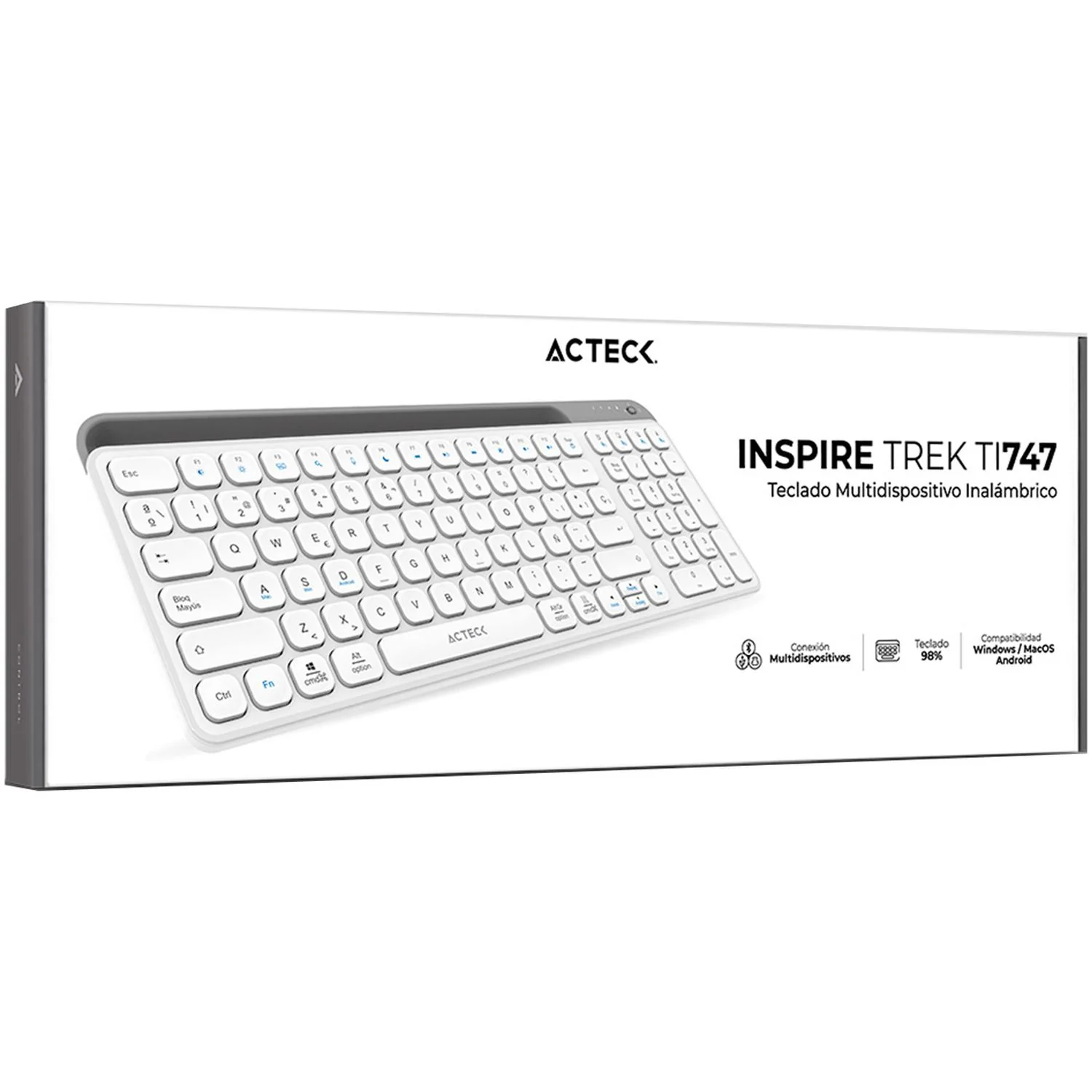 Teclado Multidispositivo ACTECK INSPIRE TREK TI747 Inalambrico USB 2.4 MHz + BT 5.1 Tamaño 98% Blanco/Gris AC-940115 - Image 5