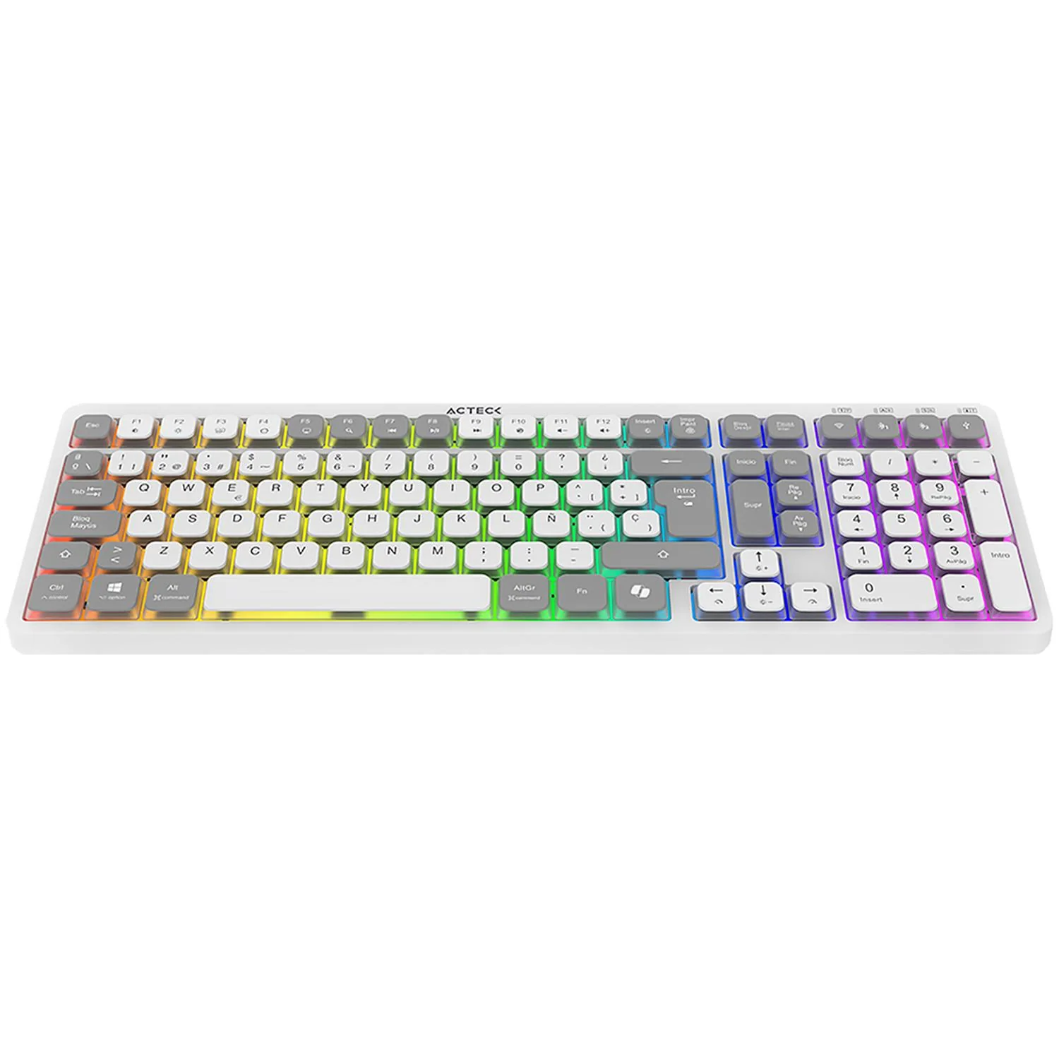 Teclado Multidispositivo ACTECK TECHNO PRO TI790 Mecanico Inalambrico USB 2.4Ghz + BT 5.0 RGB Blanco AC-940078 - Image 5
