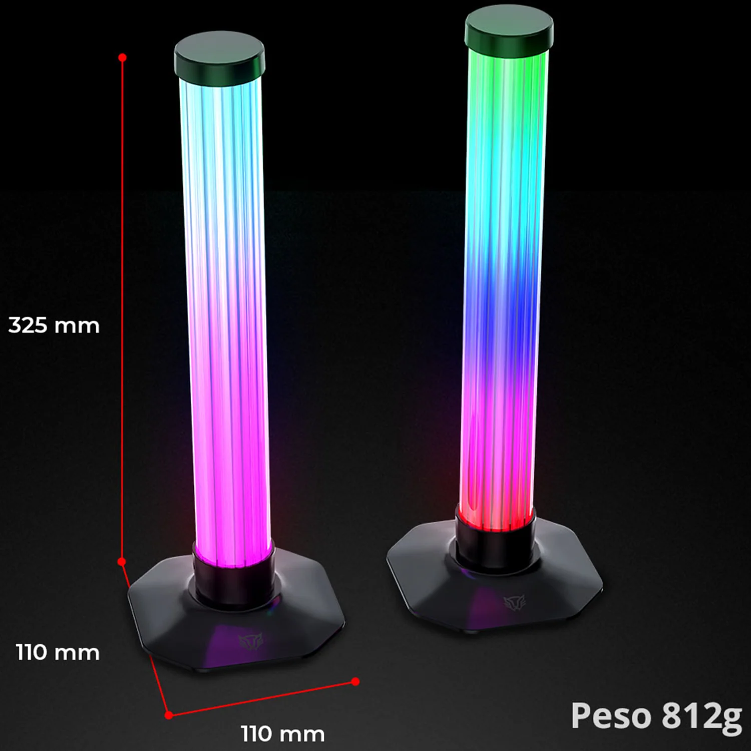 Torres de Iluminacion para escritorio ACTECK SPLENDOR GLOW IT5000 RGB Control/Bluetooth Ajustable Negro BR-942324 - Image 3