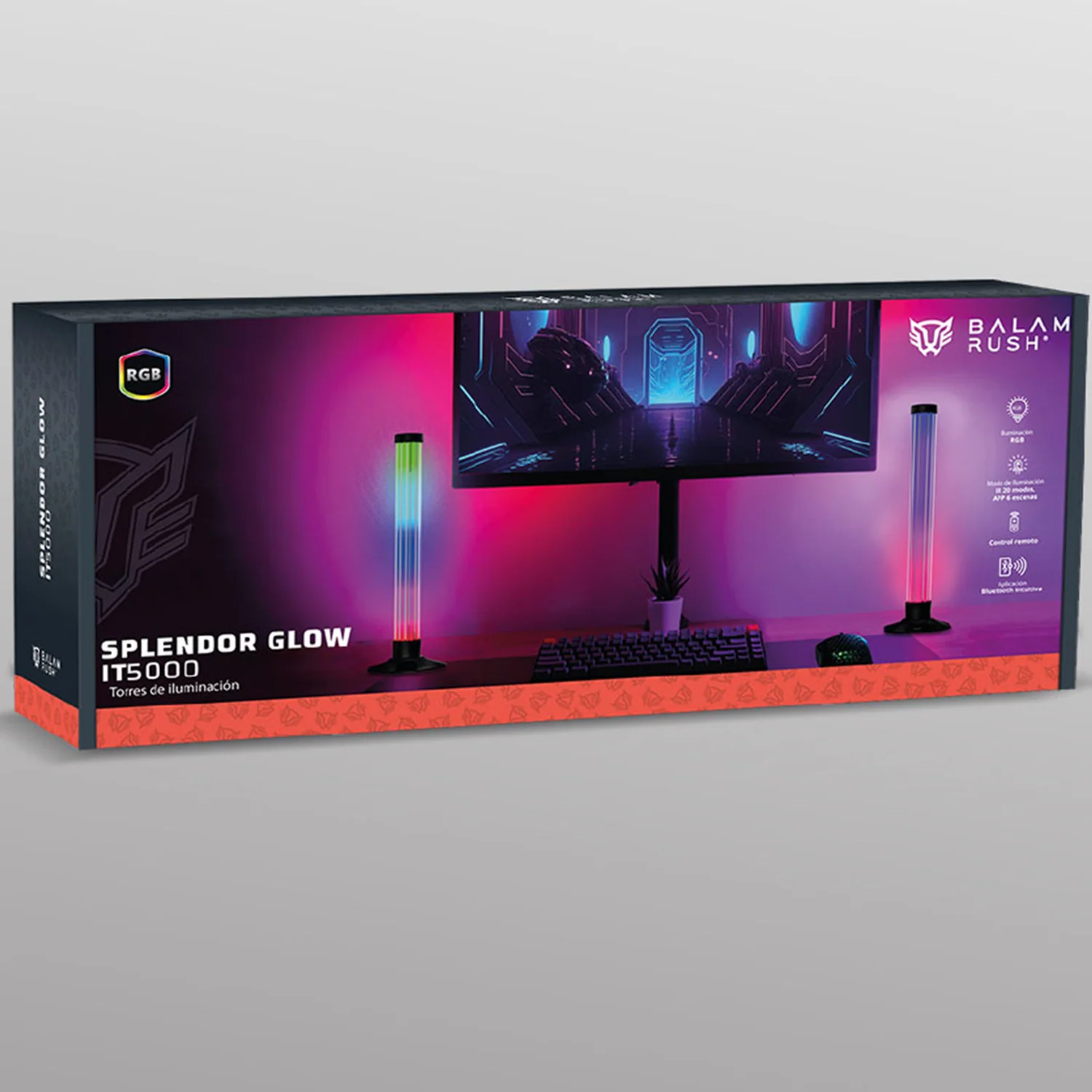 Torres de Iluminacion para escritorio ACTECK SPLENDOR GLOW IT5000 RGB Control/Bluetooth Ajustable Negro BR-942324 - Image 6