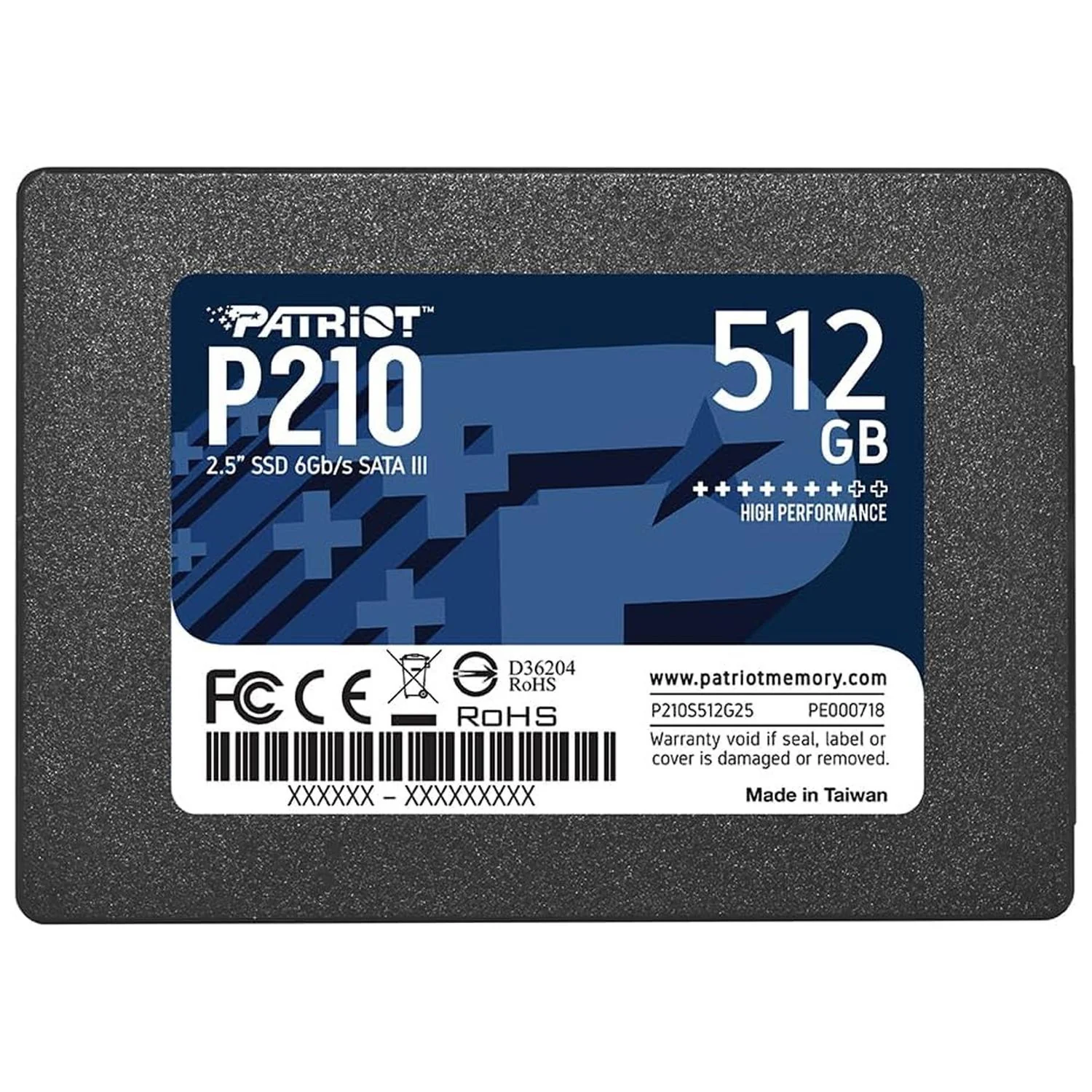 Unidad de Estado Solido SSD 2.5 512GB PATRIOT P210 SATA III 520/430 MB/s P210S512G25