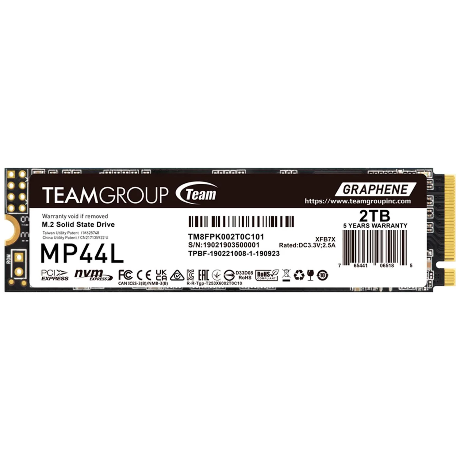 Unidad de Estado Solido SSD M.2 2TB TEAMGROUP MP44L NVMe PCIe 4.0 4800/4400 MB/s TM8FPK002T0C101