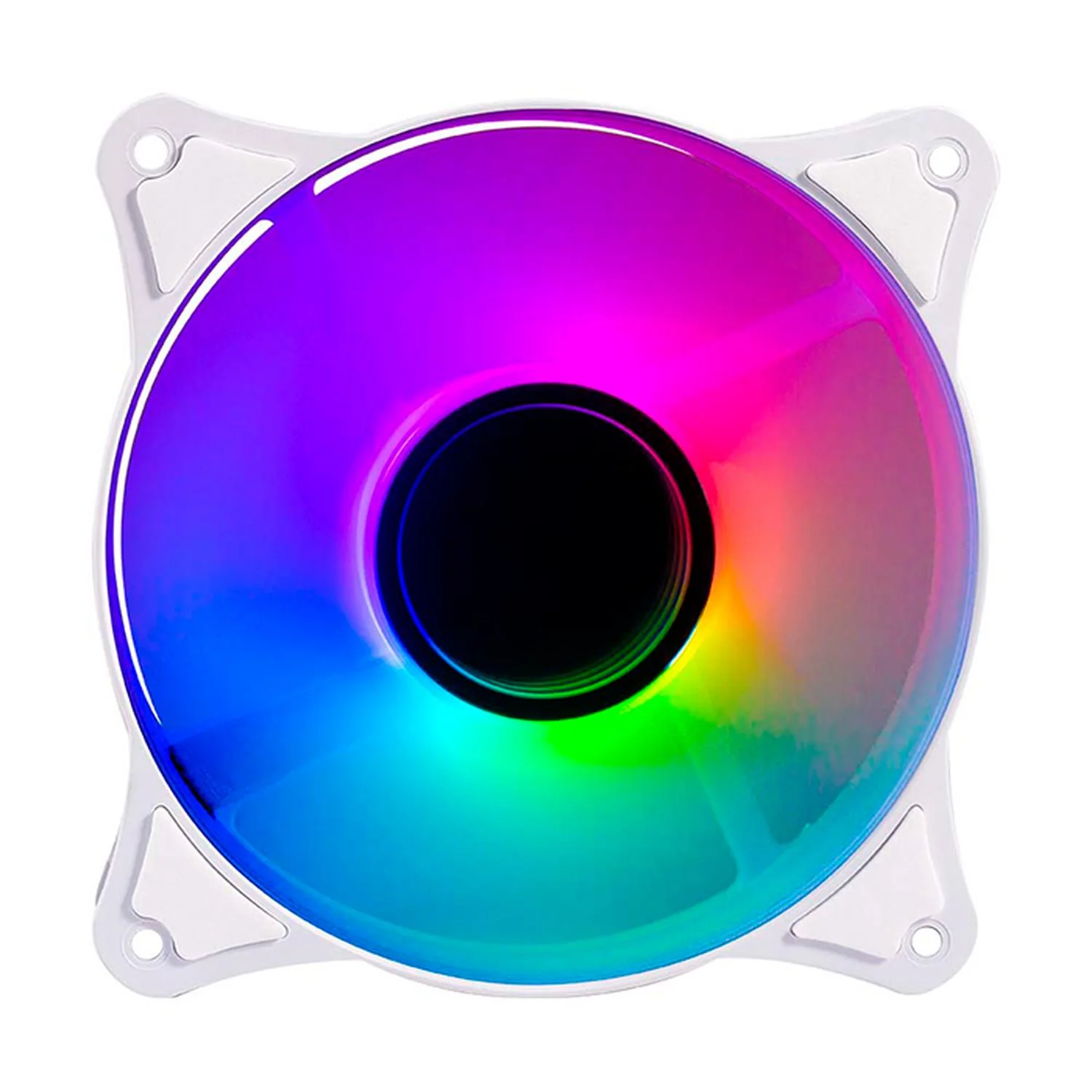 Ventilador Gamer BALAM RUSH EOLOX BLAZE EX90W 120mm ARGB Diseño Circular Rainbow 1200RPM Blanco 3 Pin BR-938037