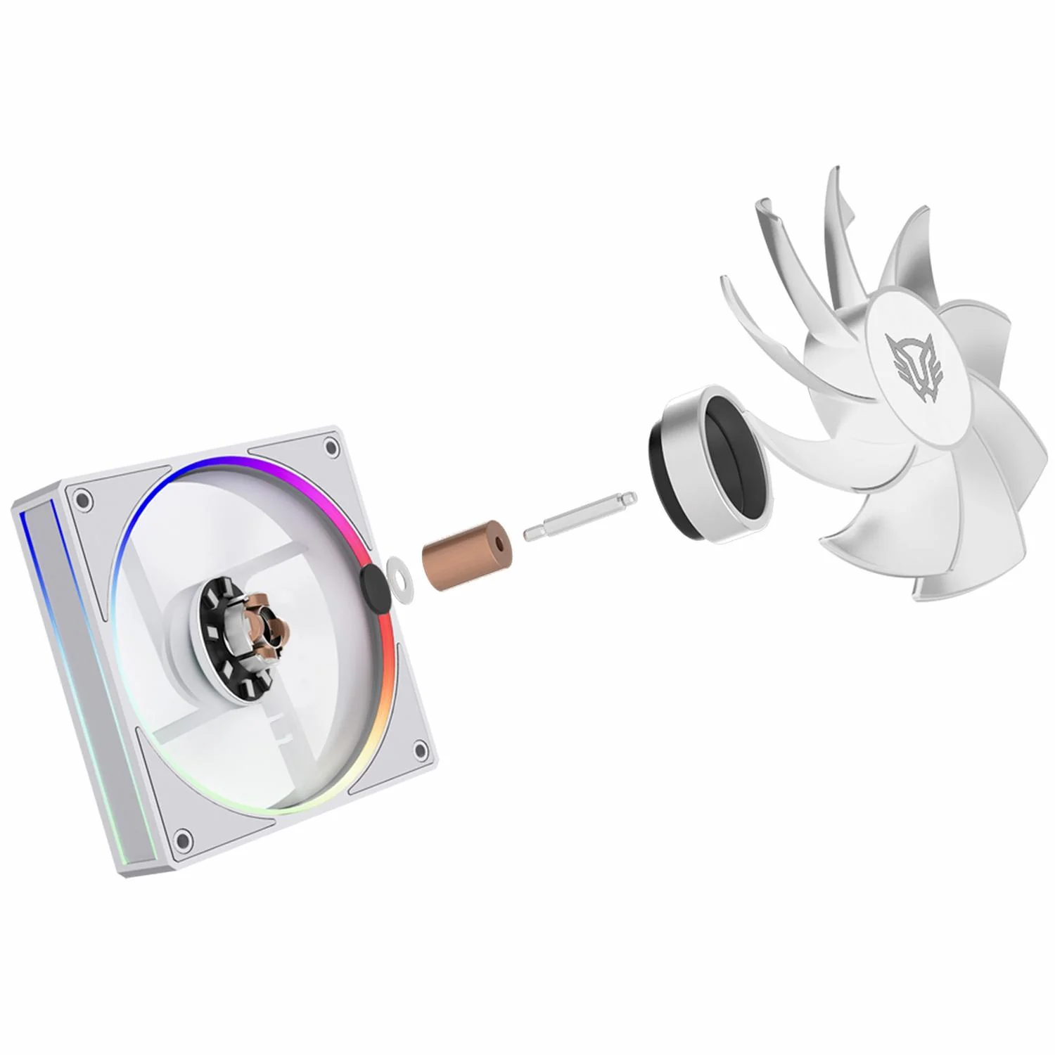 Ventilador Gamer BALAM RUSH EOLOX BORA-R EXB85R 120mm ARGB Aspas Inversas Diseño Cuadrado PWM 4 pin + Aura 1600RPM Blanco BR-942232 - Image 4