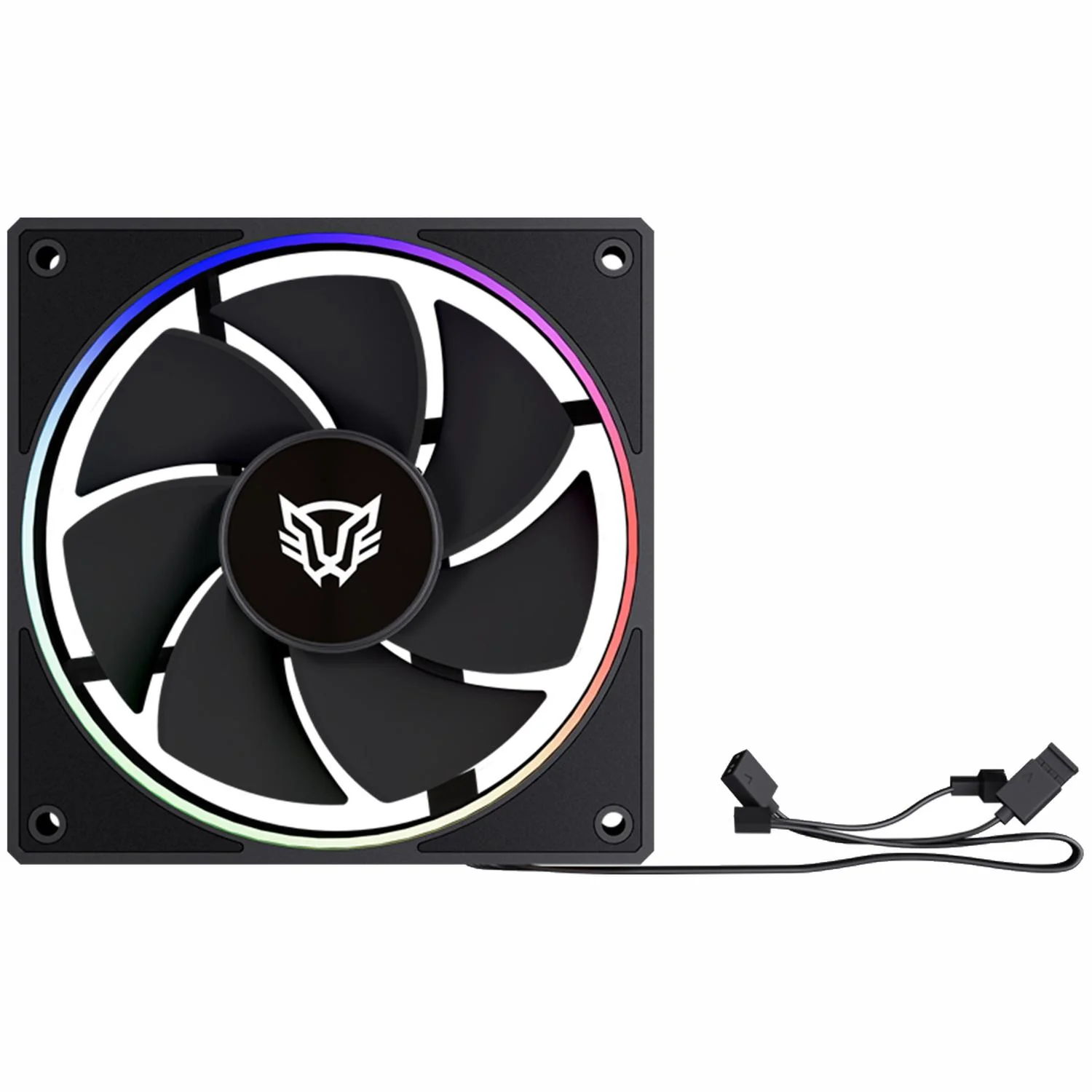 Ventilador Gamer BALAM RUSH EOLOX BORA-R EXB85R 120mm ARGB Aspas Inversas Diseño Cuadrado PWM 4 pin + Aura 1600RPM Negro BR-942225