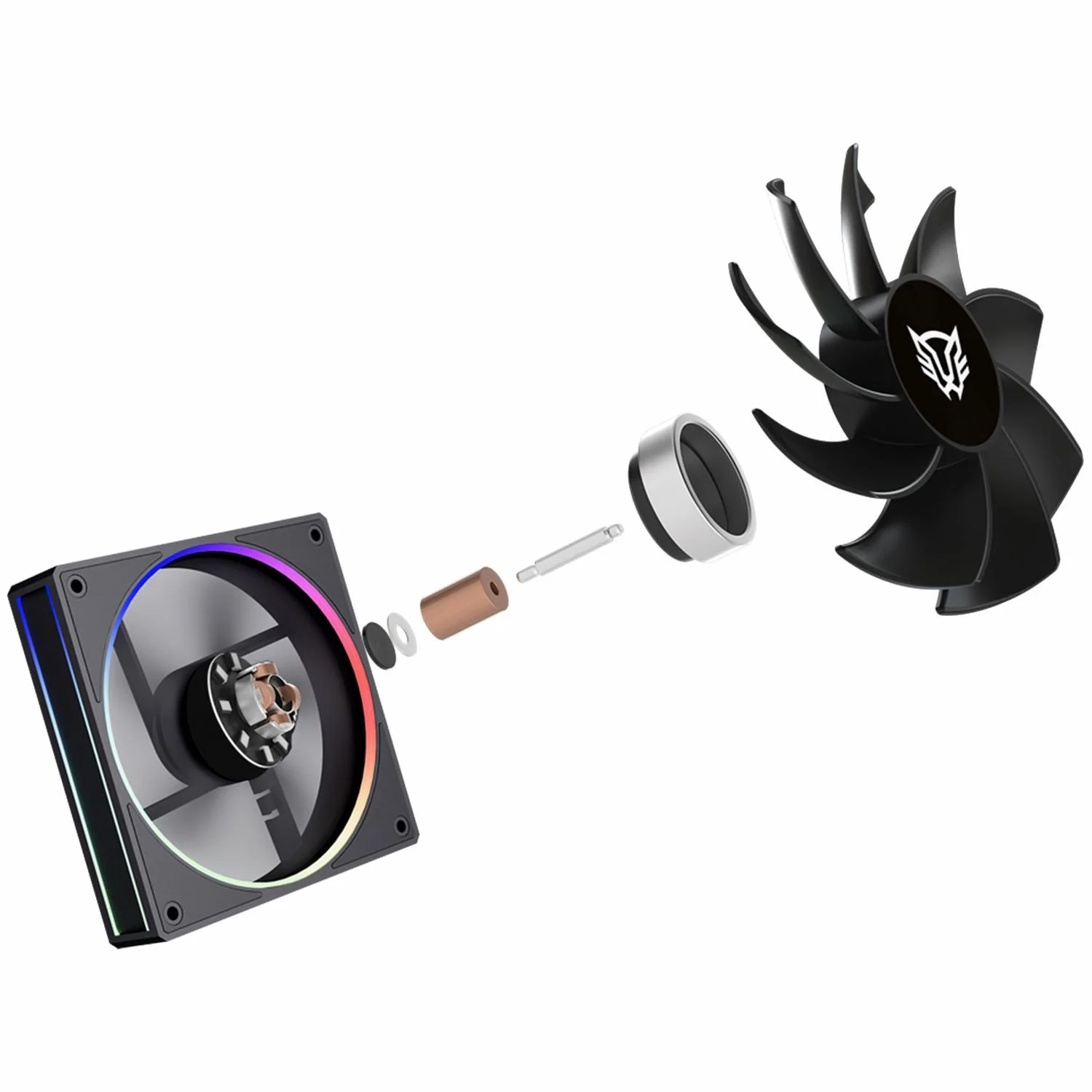Ventilador Gamer BALAM RUSH EOLOX BORA-R EXB85R 120mm ARGB Aspas Inversas Diseño Cuadrado PWM 4 pin + Aura 1600RPM Negro BR-942225 - Image 4