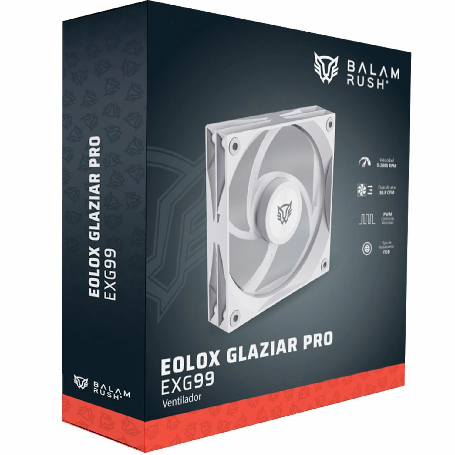 Ventilador Gamer BALAM RUSH EOLOX GLAZIAR PRO EXG99 120mm Aspas Aerodinámicas PWM 4 pin 2000RPM Blanco BR-942195 - Image 6