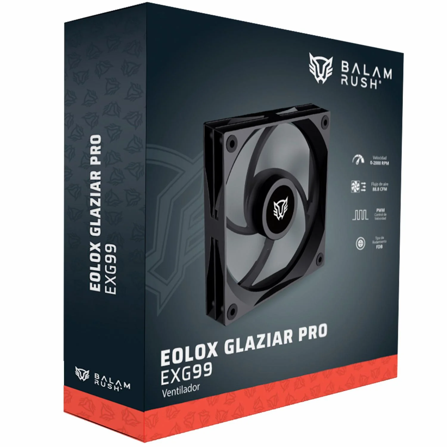 Ventilador Gamer BALAM RUSH EOLOX GLAZIAR PRO EXG99 120mm Aspas Aerodinámicas PWM 4 pin 2000RPM Negro BR-942188 - Image 6