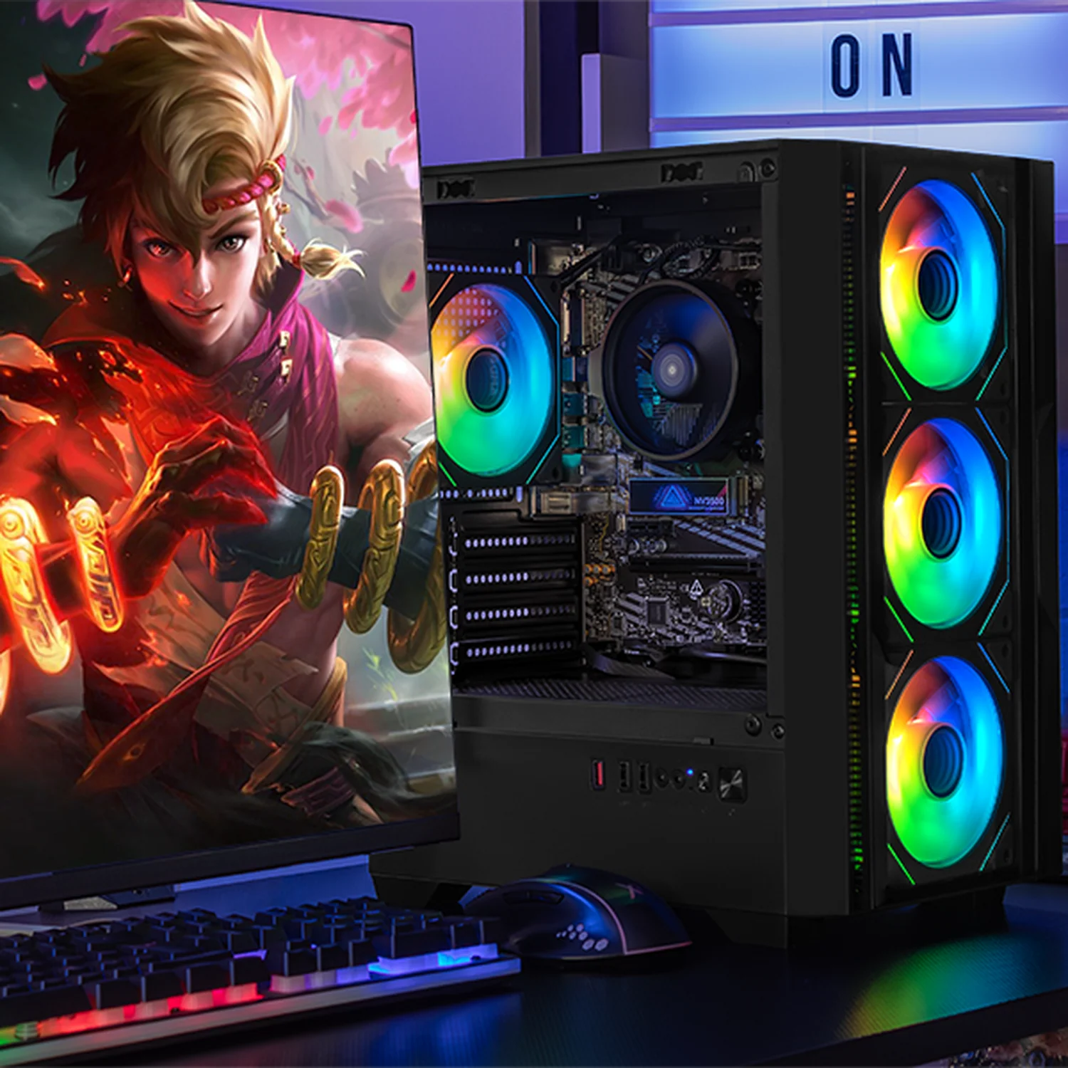 Computadora Escritorio Completa Xtreme PC Gaming AMD Radeon Vega Renoir Ryzen 5 5600G 16GB SSD 1TB Monitor 27 75Hz WIFI Black gaming ligero en calidad baja, oficina, estudio y hogar - Image 6
