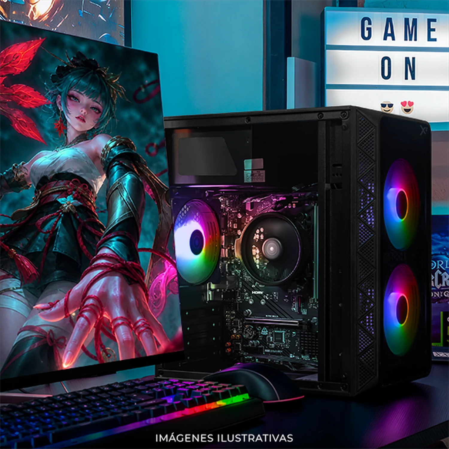 Computadora Escritorio Completa Xtreme PC Gaming AMD Radeon 740M Ryzen 5 8500G 16GB DDR5 SSD 500GB Monitor Curvo 23.8 100Hz WIFI Black rendimiento básico para juegos casuales, trabajo y estudio - Image 6