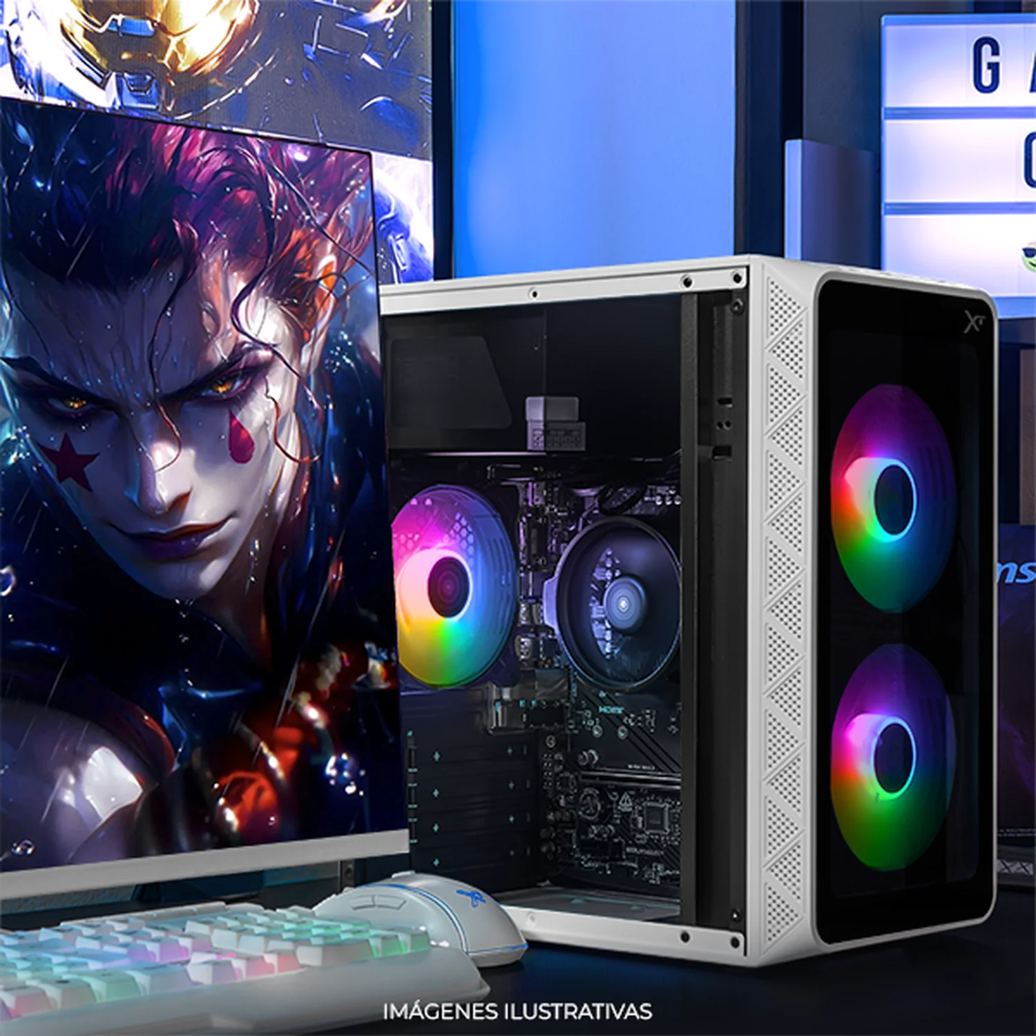 Computadora Escritorio Completa Xtreme PC Gaming AMD Radeon 740M Ryzen 5 8500G 16GB DDR5 SSD 500GB Monitor Curvo 23.8 100Hz WIFI White rendimiento básico para juegos casuales, trabajo y estudio - Image 6