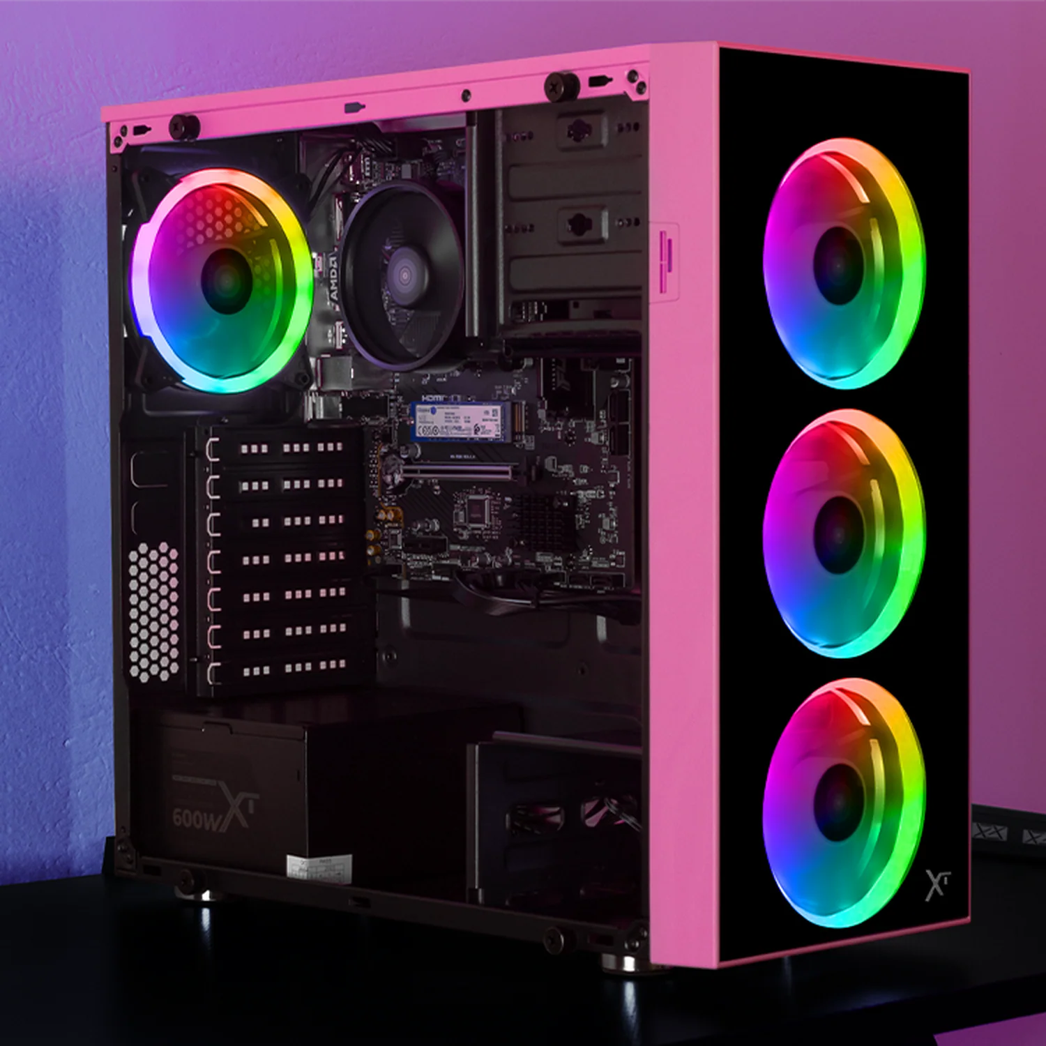 Computadora Escritorio Xtreme PC Gaming AMD Radeon 780M Ryzen 7 8700G 16GB DDR5 SSD 500GB WIFI Pink rendimiento básico para juegos casuales, trabajo y estudio - Image 6