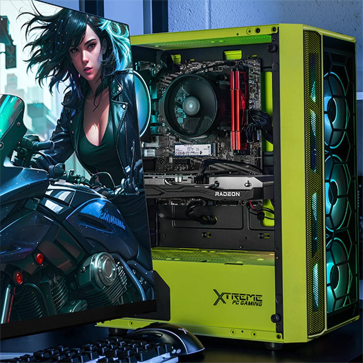 Xtreme PC Gaming AMD Radeon RX 6600 Ryzen 7 5700 32GB SSD 1TB Monitor 27 165Hz WIFI Neon Green - Image 6