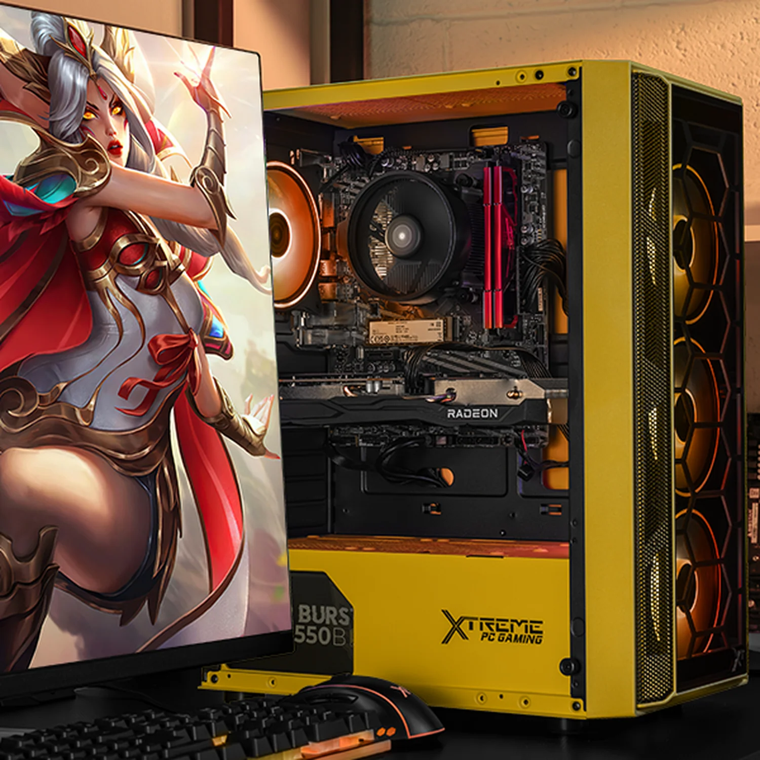 Xtreme PC Gaming AMD Radeon RX 6600 Ryzen 7 5700 32GB SSD 1TB Monitor 27 165Hz WIFI Yellow - Image 6