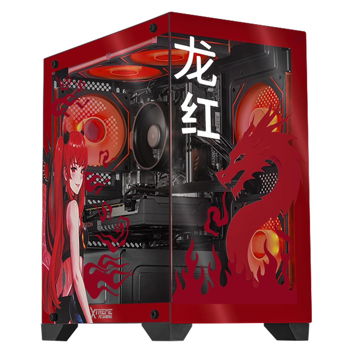 PC Gamer Xtreme PC Gaming AMD Radeon RX 9060 Ryzen 7 5700 16GB SSD 1TB WIFI Scarlet Dragon gaming 1080p, estudios y multitarea