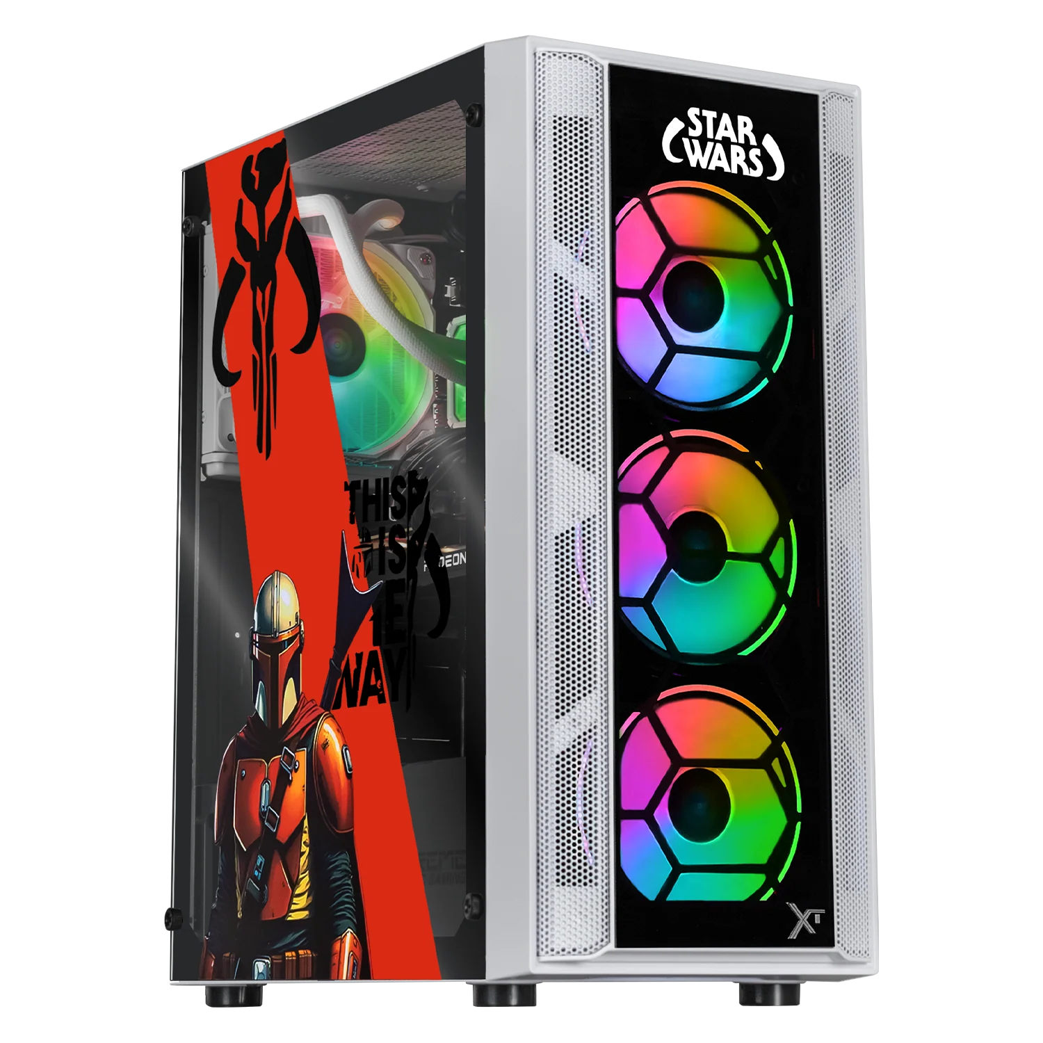 Computadora Gamer Xtreme PC Gaming AMD Radeon RX 7600 Ryzen 7 5700 16GB SSD 1TB Sistema Liquido WIFI Mandalorian experiencia de juego fluida en nivel medio