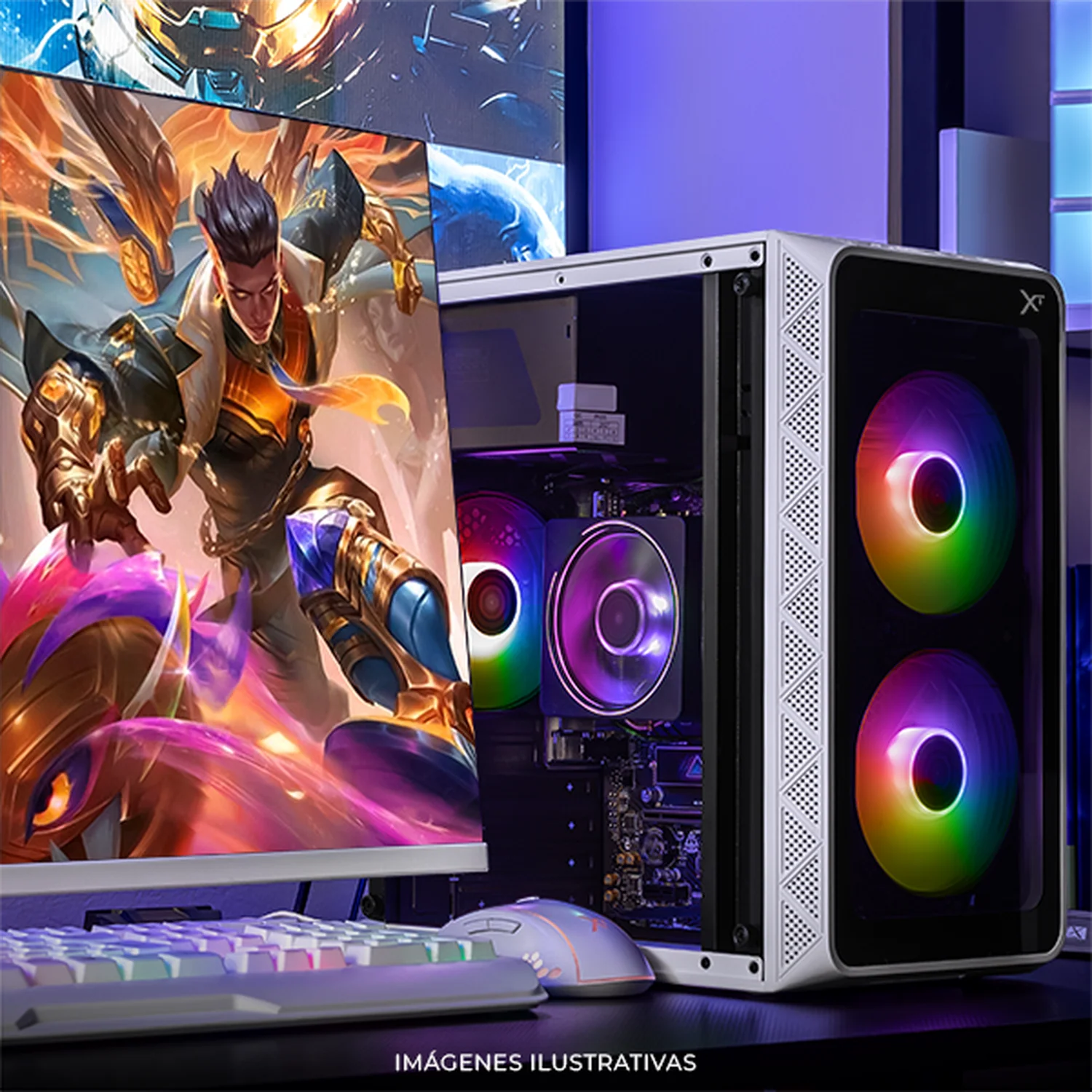 Computadora Escritorio Completa Xtreme PC Gaming AMD Radeon 780M Ryzen 9 7900 16GB DDR5 SSD 1TB Monitor Curvo 27 100Hz WIFI White rendimiento básico para juegos casuales, trabajo y estudio - Image 6