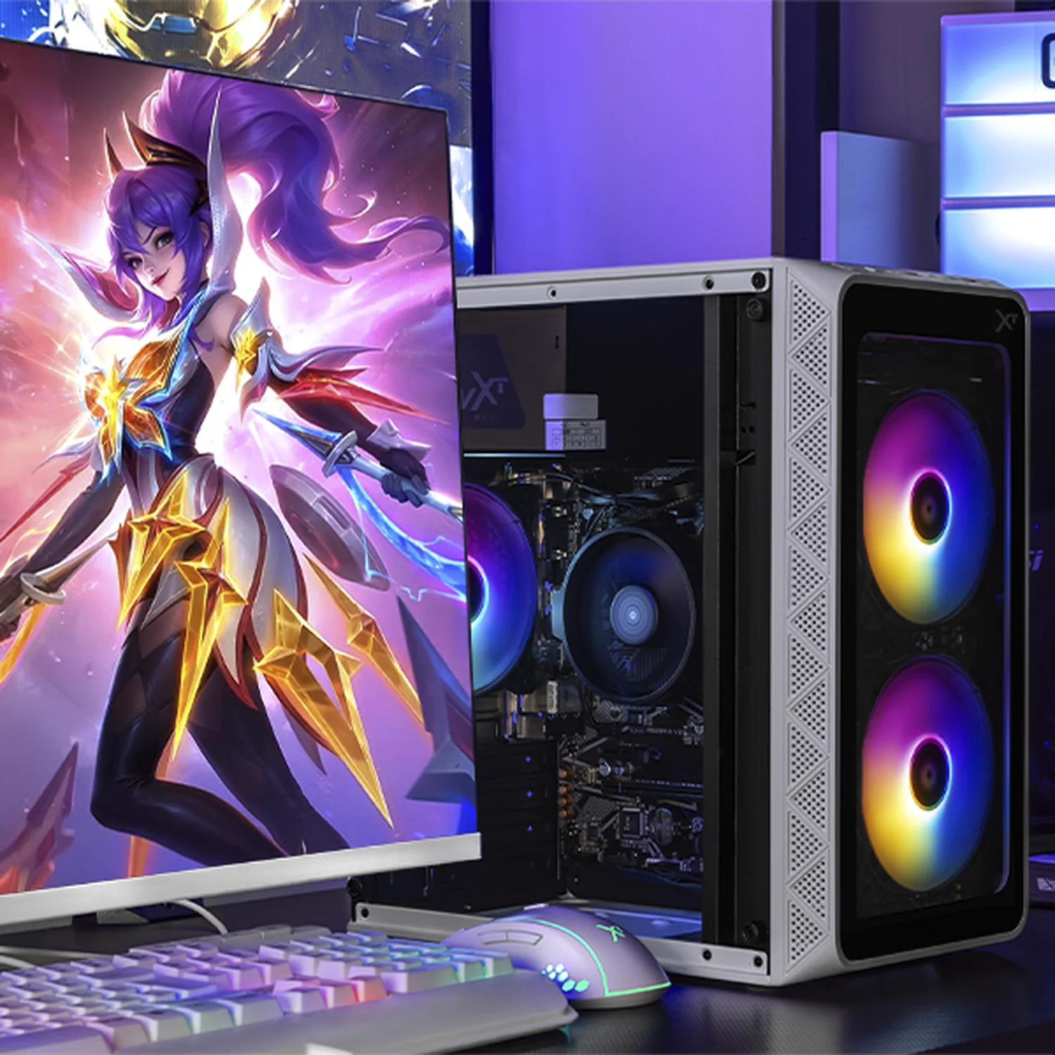Computadora Escritorio Completa Xtreme PC Gaming AMD Radeon Vega 7 Ryzen 5 5600G 16GB SSD 500GB Monitor 27 75Hz WIFI White rendimiento básico para juegos casuales, trabajo y estudio - Image 6