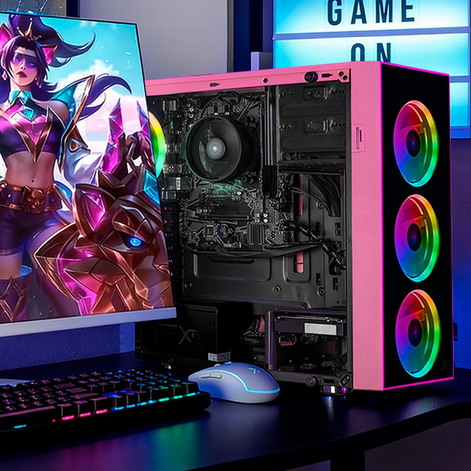 Computadora Escritorio Xtreme PC Gaming AMD Radeon Vega 7 Ryzen 5 5600GT 16GB SSD 1TB WIFI Pink rendimiento básico para juegos casuales, trabajo y estudio - Image 6