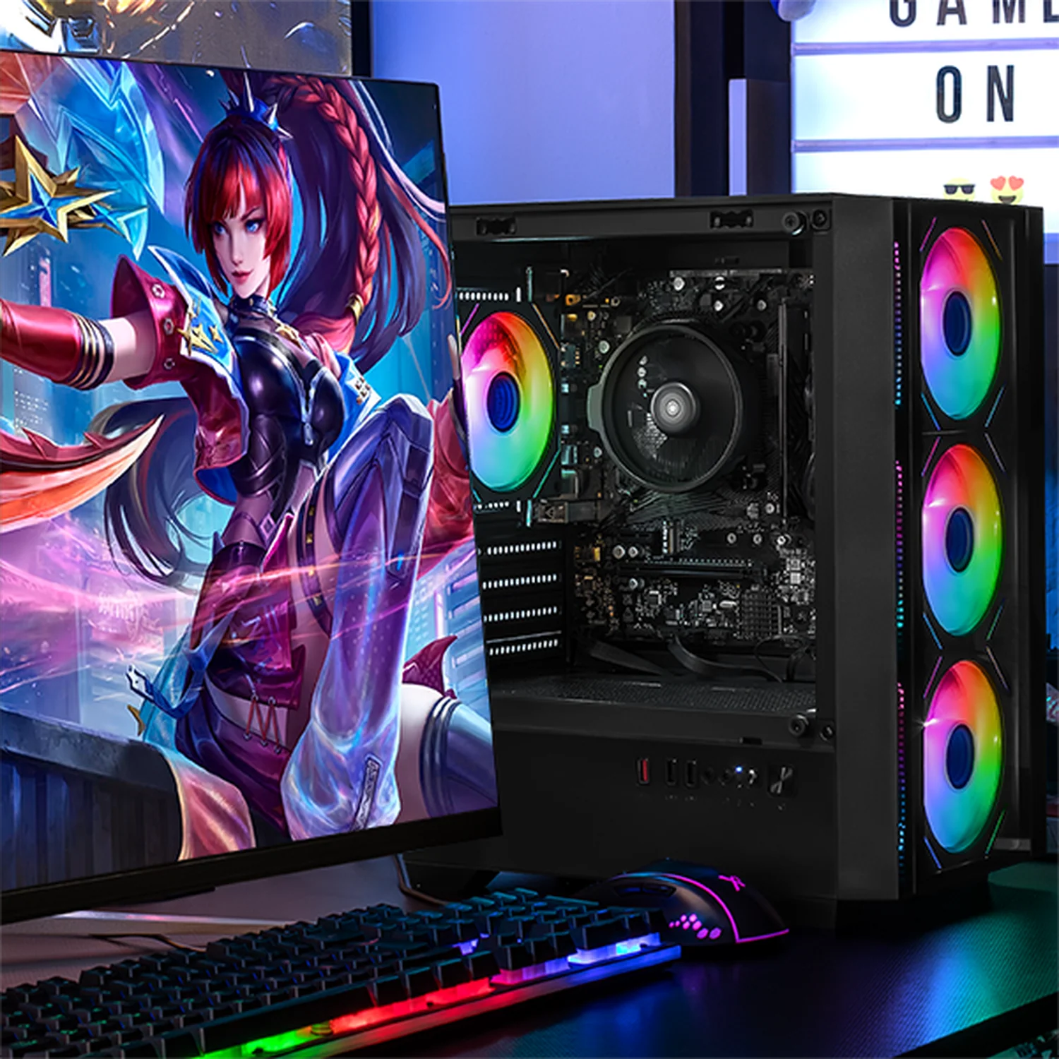 Computadora Escritorio Completa Xtreme PC Gaming AMD Radeon Vega 8 Ryzen 7 5700G 16GB SSD 500GB Monitor Curvo 27 100Hz WIFI Black rendimiento básico para juegos casuales, trabajo y estudio - Image 6