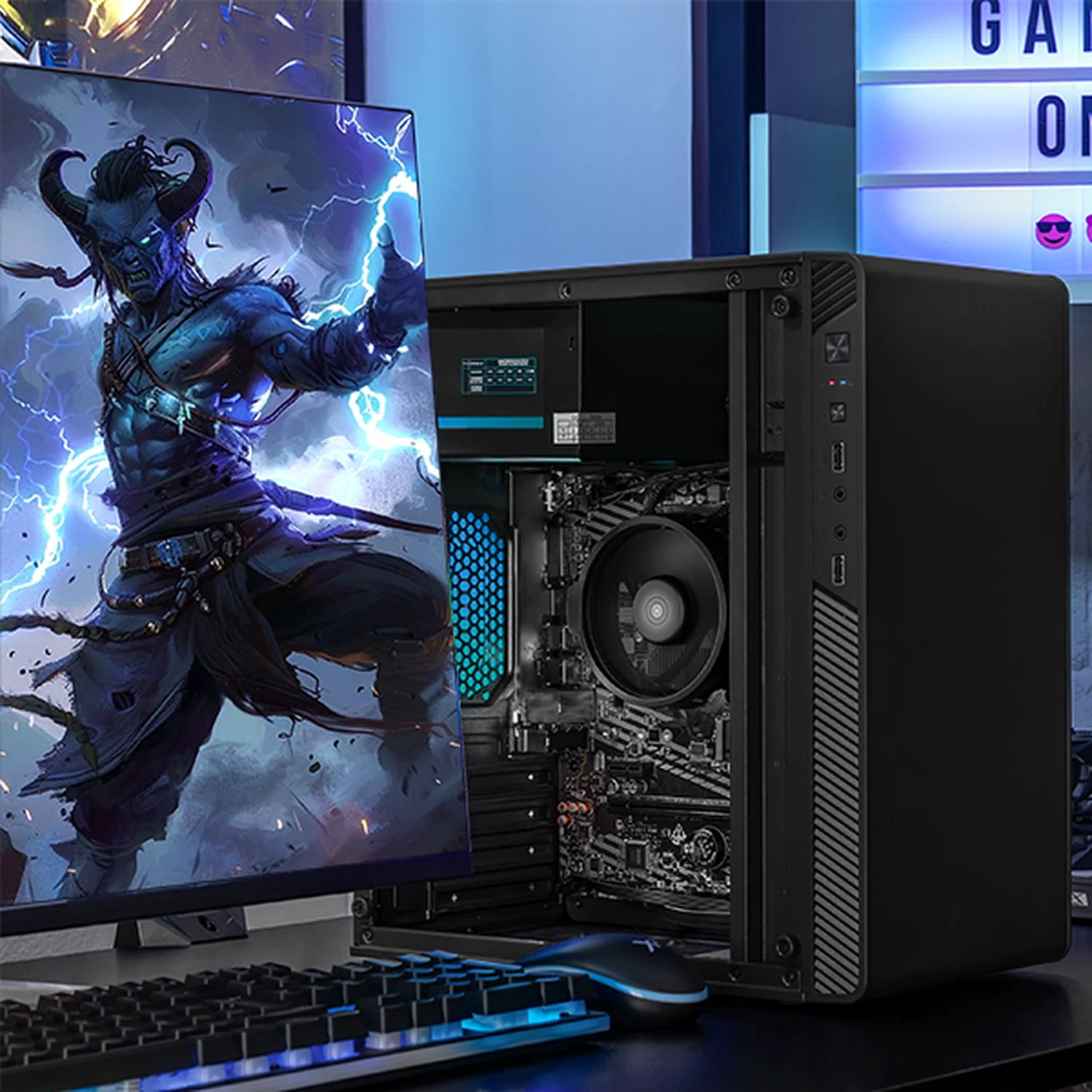 Computadora Escritorio Completa Xtreme PC Gaming AMD Radeon Vega Renoir Ryzen 3 5300G 16GB SSD 500GB Monitor 23.8 75Hz WIFI Black gaming ligero en calidad baja, oficina, estudio y hogar - Image 6
