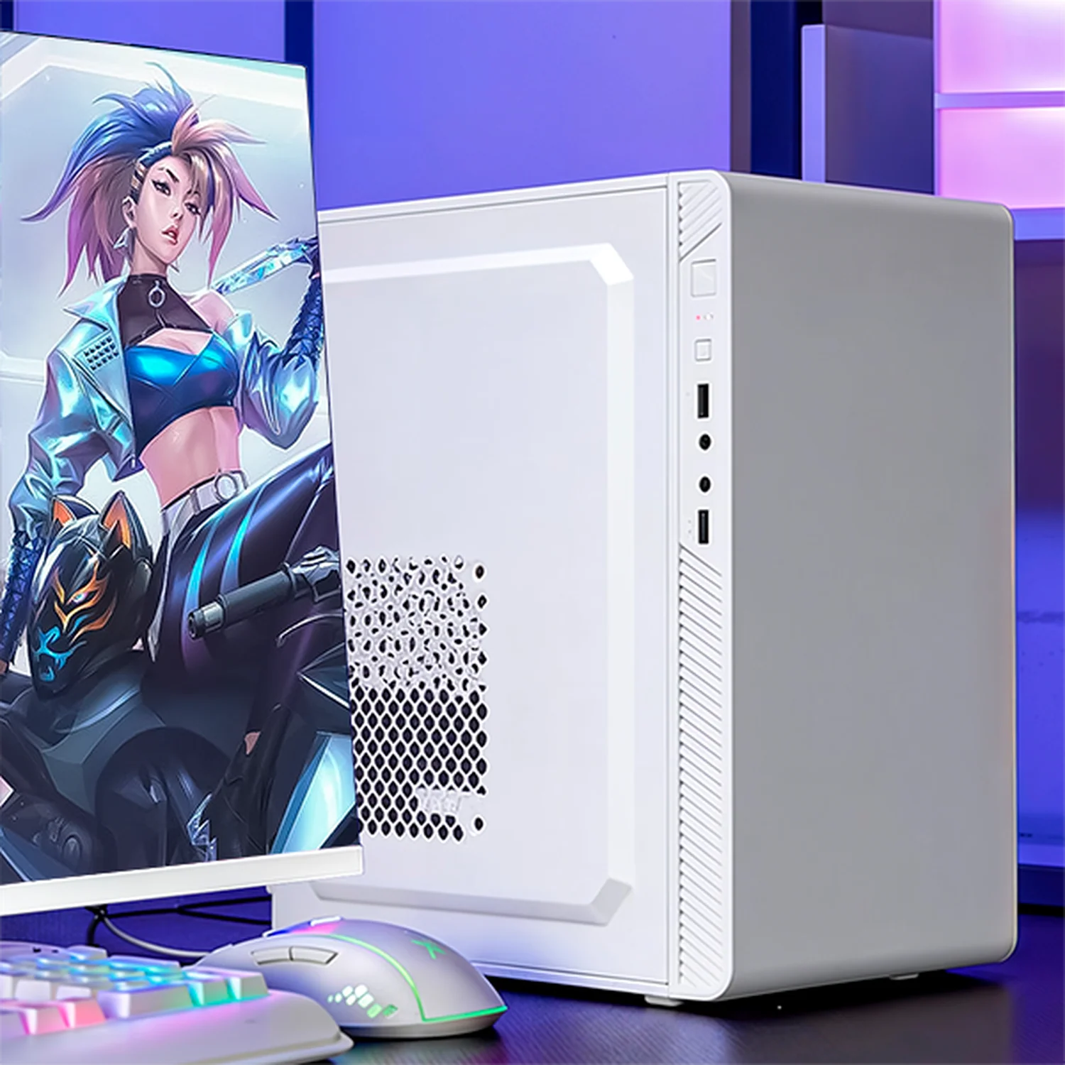 Computadora Escritorio Completa Xtreme PC Gaming AMD Radeon Vega Renoir Ryzen 3 5300G 16GB SSD 500GB Monitor 23.8 75Hz WIFI White rendimiento básico para juegos casuales, trabajo y estudio - Image 6