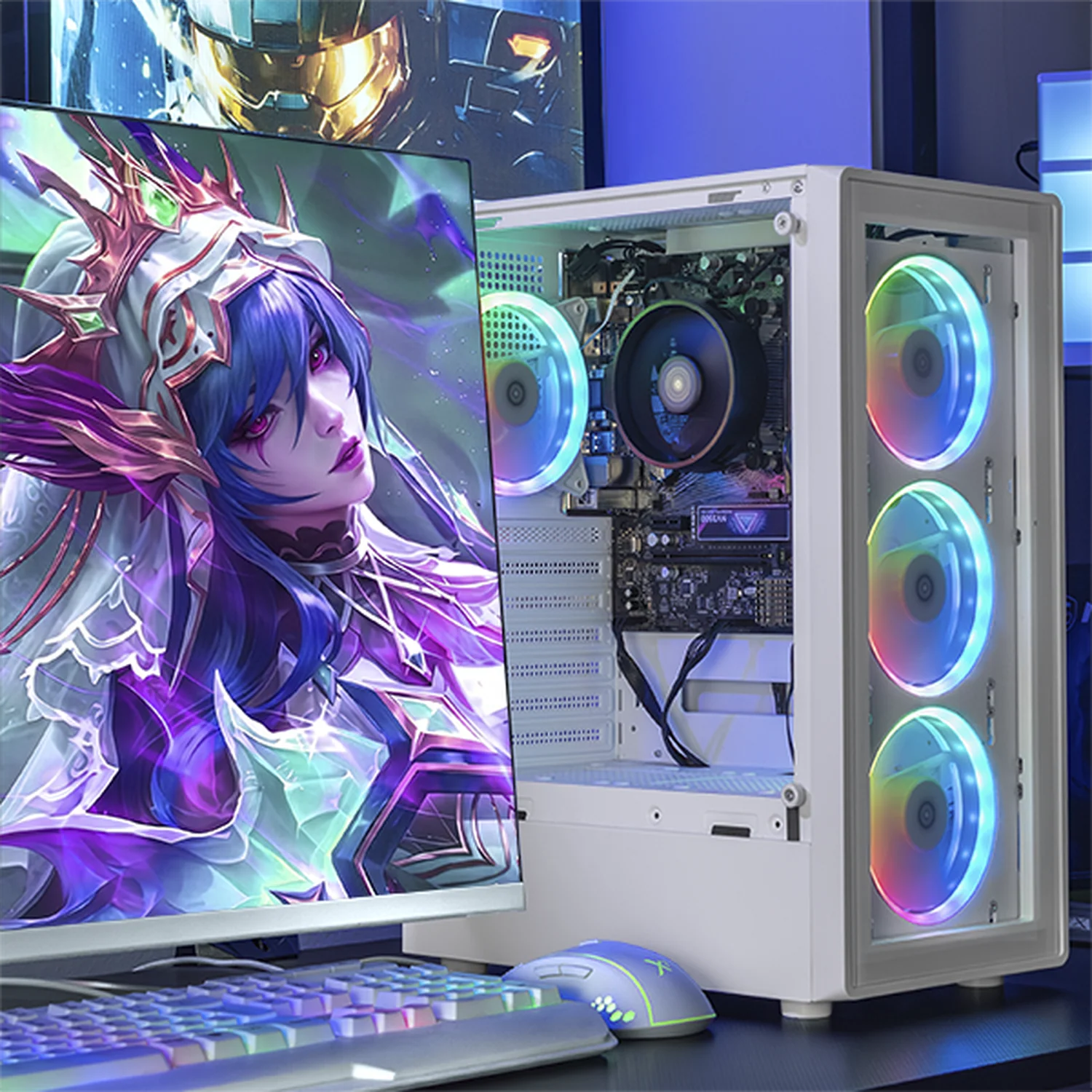 Computadora Escritorio Completa Xtreme PC Gaming AMD Radeon Vega Renoir Ryzen 7 5700G 16GB SSD 1TB Monitor Curvo 23.8 100Hz WIFI White rendimiento básico para juegos casuales, trabajo y estudio - Image 6