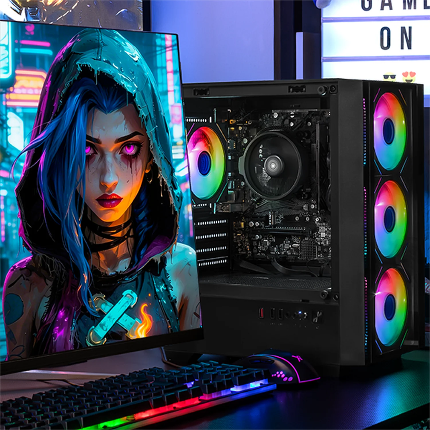 Computadora Escritorio Completa Xtreme PC Gaming AMD Radeon Vega Renoir Ryzen 7 5700G 16GB SSD 500GB Monitor Curvo 23.8 100Hz WIFI Black rendimiento básico para juegos casuales, trabajo y estudio - Image 6