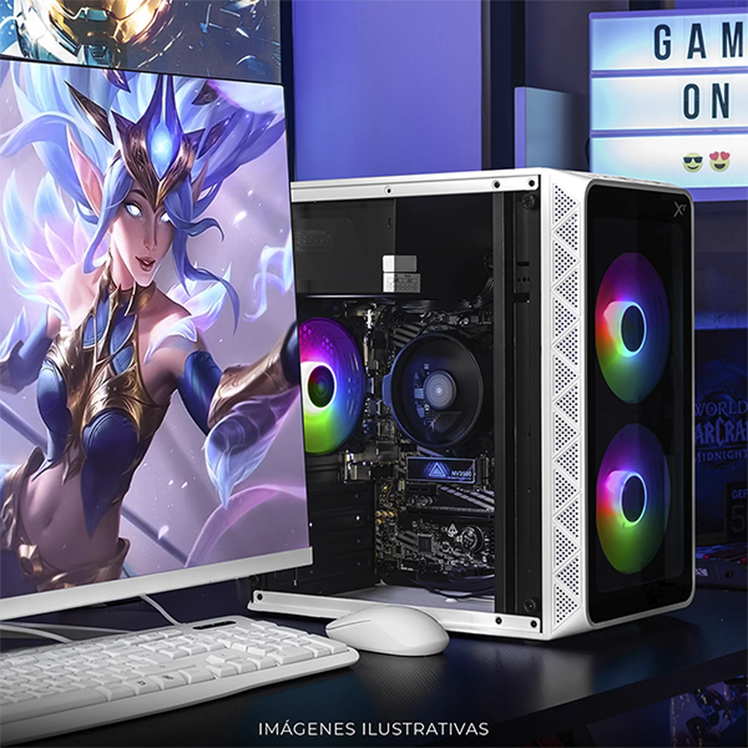 Computadora Escritorio Completa Xtreme PC Gaming AMD Radeon Vega Renoir Ryzen 7 5700G 16GB SSD 500GB Monitor Curvo 23.8 WIFI White rendimiento básico para juegos casuales, trabajo y estudio - Image 6