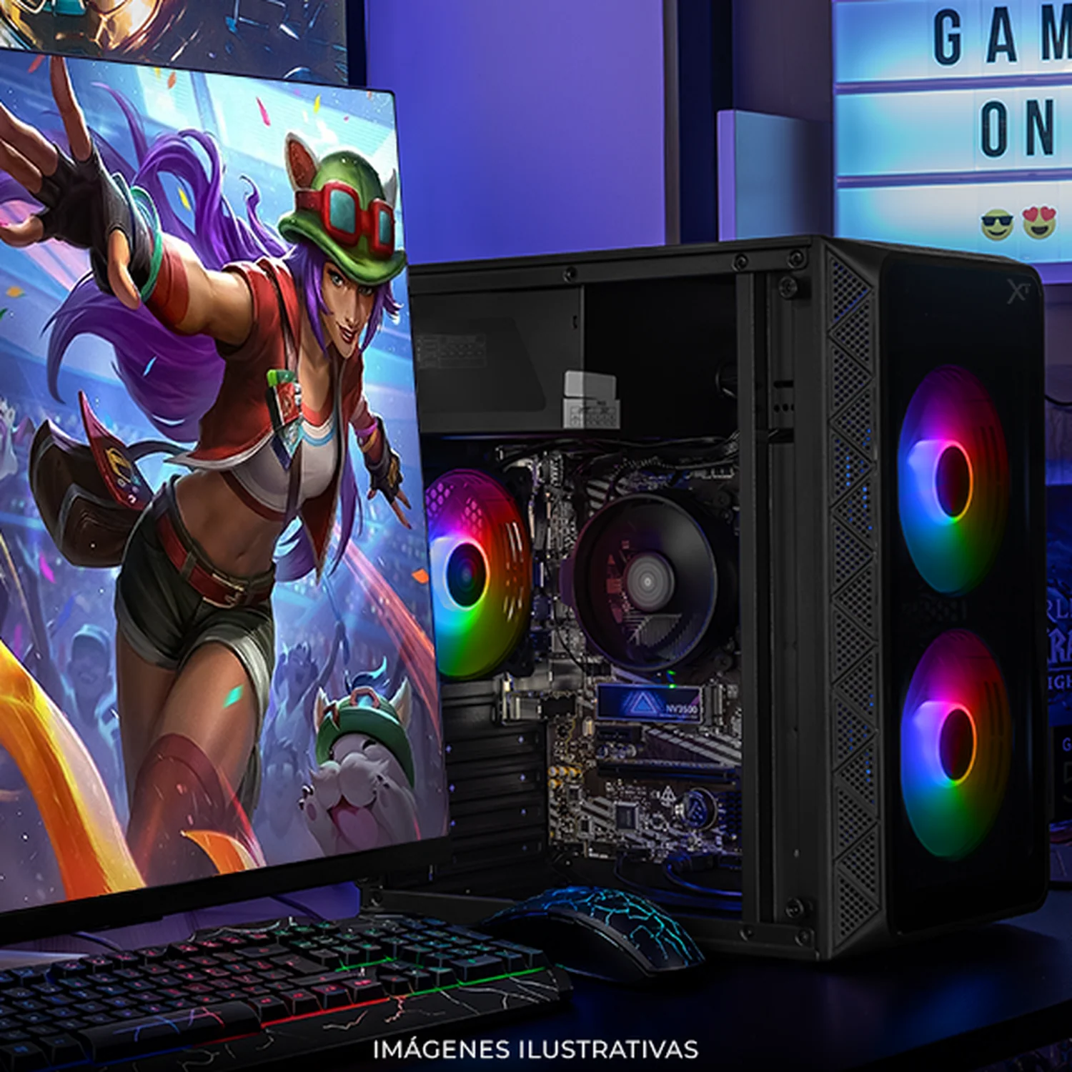 Computadora Escritorio Completa Xtreme PC Gaming AMD Radeon Vega Renoir Ryzen 7 5700G 16GB SSD 1TB Monitor 24.5 100Hz WIFI Black rendimiento básico para juegos casuales, trabajo y estudio - Image 6