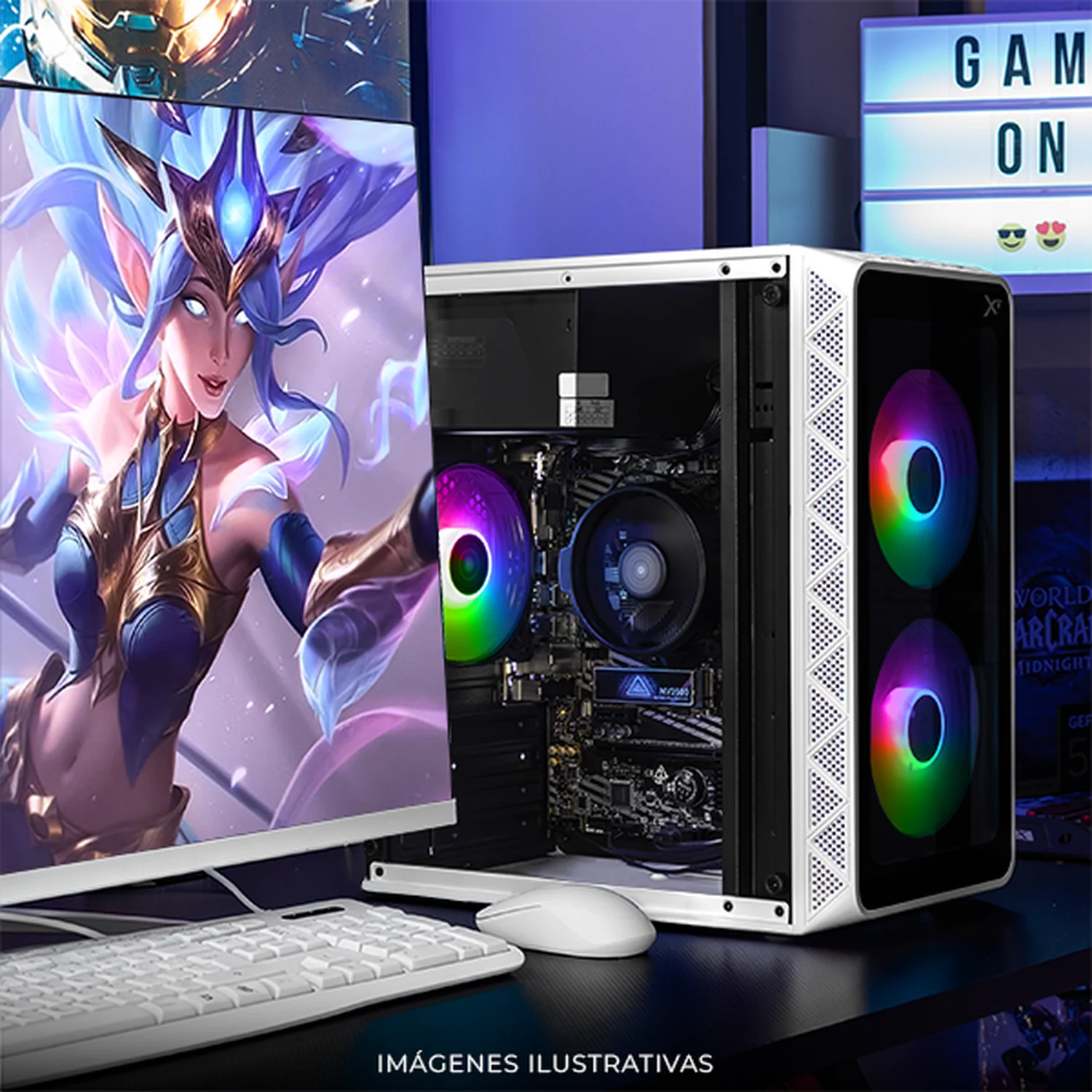 Computadora Escritorio Completa Xtreme PC Gaming AMD Radeon Vega Renoir Ryzen 7 5700G 16GB SSD 1TB Monitor 24.5 100Hz WIFI White rendimiento básico para juegos casuales, trabajo y estudio - Image 6