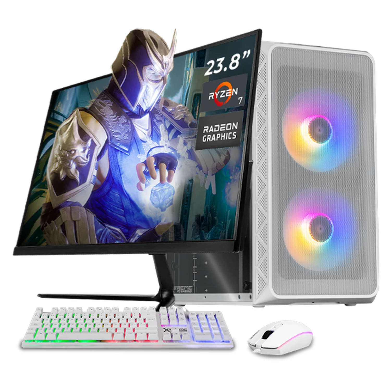 Xtreme PC Gaming AMD Radeon Vega Renoir Ryzen 7 5700G 32GB SSD 1TB Monitor 23.8 WIFI White