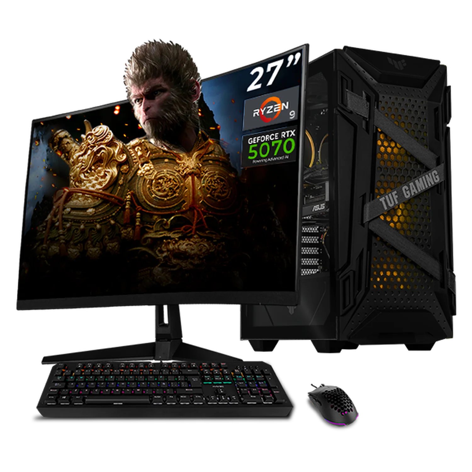 PC Gamer Completa con IA Xtreme PC Gaming ASUS TUF NVIDIA GeForce RTX 5070 AMD Ryzen 9 5900XT 32GB SSD 1TB Monitor Curvo 27 165Hz Sistema Liquido WIFI para gaming competitivo y streaming