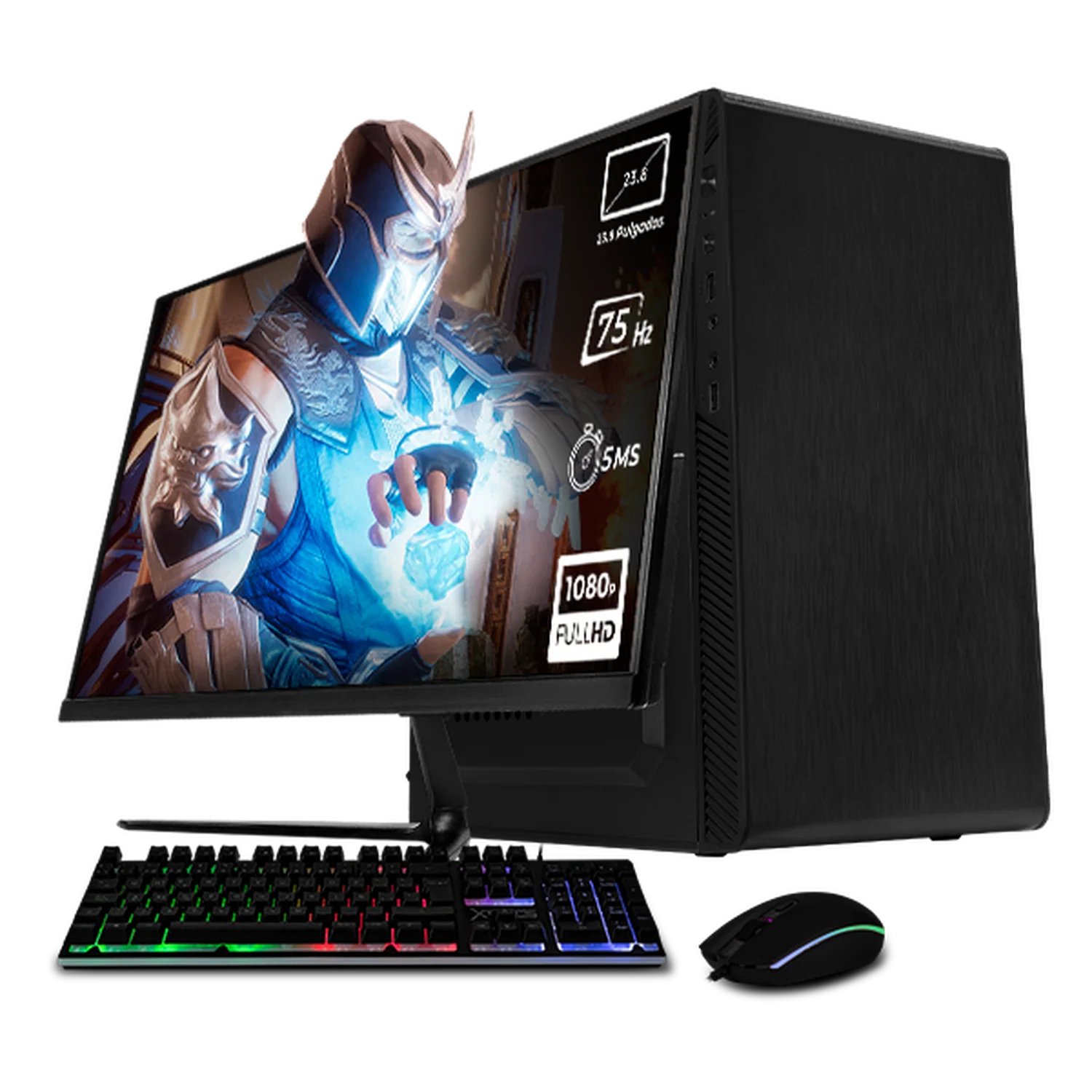 Computadora Escritorio Completa Xtreme PC Gaming Intel Core i5 12400 16GB SSD 500GB Monitor 23.8 75Hz WIFI Black rendimiento básico para juegos casuales, trabajo y estudio