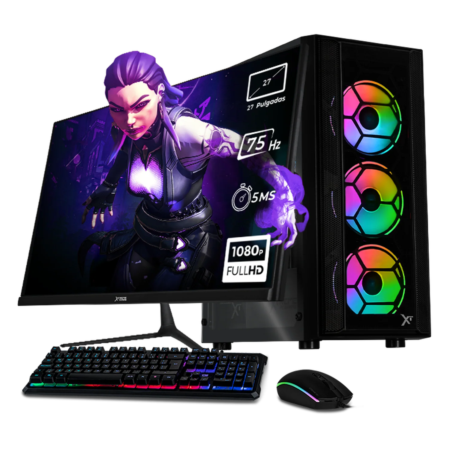 Xtreme PC Gaming Computadora Intel Core I7 12700 16GB SSD 1TB Monitor 27 WIFI Black
