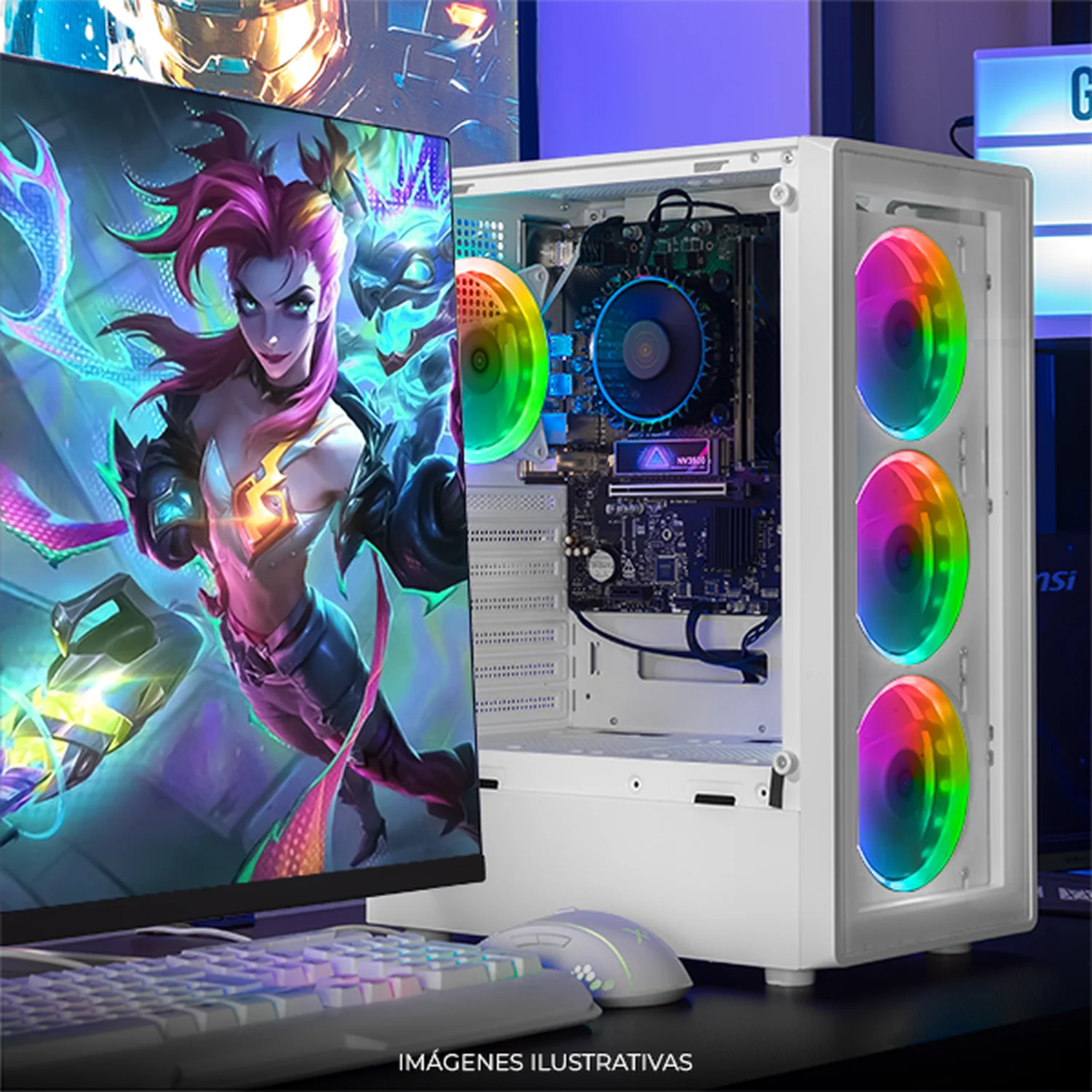 Computadora Escritorio Completa Xtreme PC Gaming Intel Core i7 12700 32GB SSD 1TB Monitor 27 75Hz WIFI White rendimiento básico para juegos casuales, trabajo y estudio - Image 6