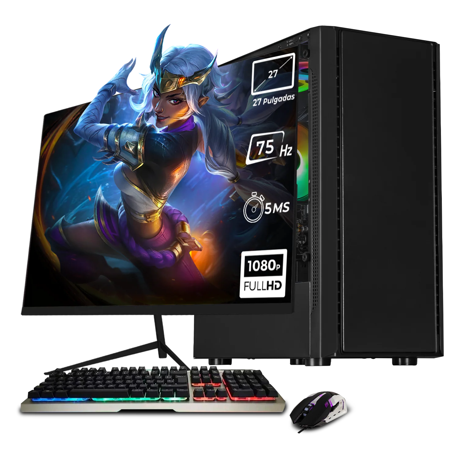 Computadora Escritorio Completa Xtreme PC Gaming Intel Core i9 12900 16GB SSD 500GB Monitor 27 75Hz WIFI Black rendimiento básico para juegos casuales, trabajo y estudio