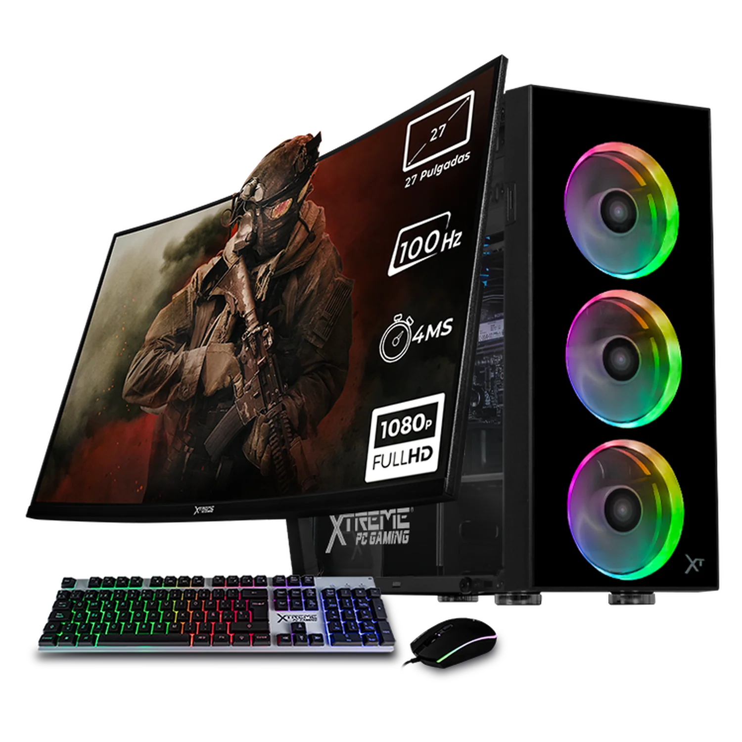 Computadora Escritorio Completa Xtreme PC Gaming Intel Core i9 12900 16GB SSD 500GB Monitor Curvo 27 100Hz WIFI Black rendimiento básico para juegos casuales, trabajo y estudio