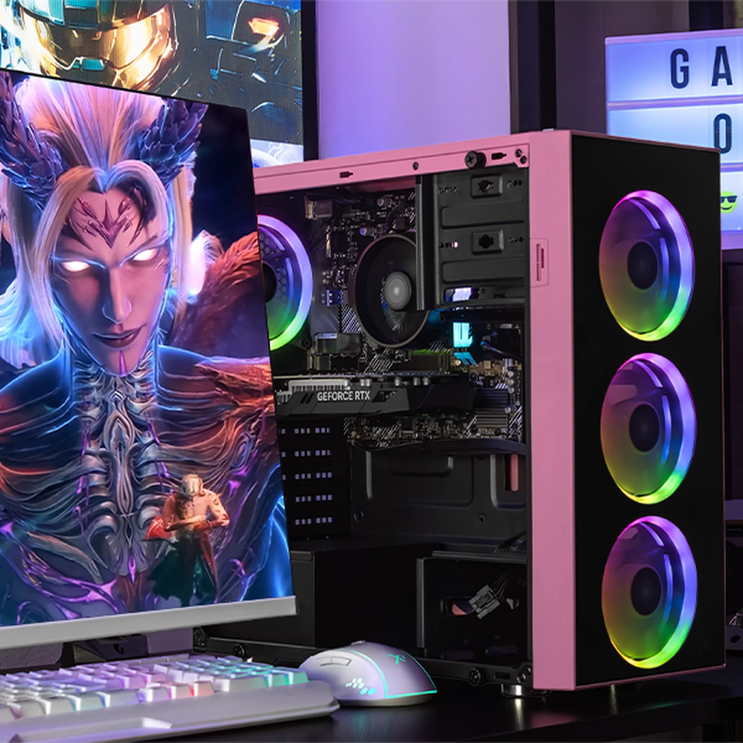 Computadora Gamer Xtreme PC Gaming NVIDIA GeForce RTX 3050 AMD Ryzen 5 5500 16GB SSD 1TB WIFI Pink gaming estable en calidad media - Image 6