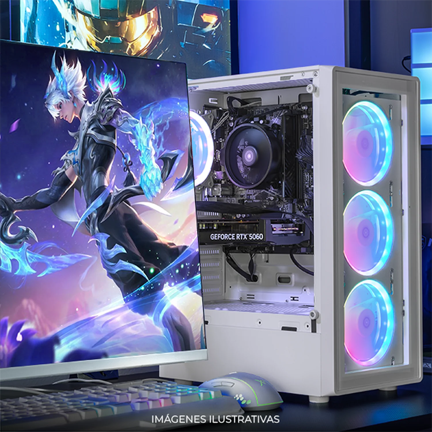 PC Gamer IA Xtreme PC Gaming NVIDIA GeForce RTX 5060 AMD Ryzen 5 5500 16GB SSD 500GB Monitor Curvo 23.8 165Hz WIFI White Productividad Versátil Acelerada con IA - Image 6