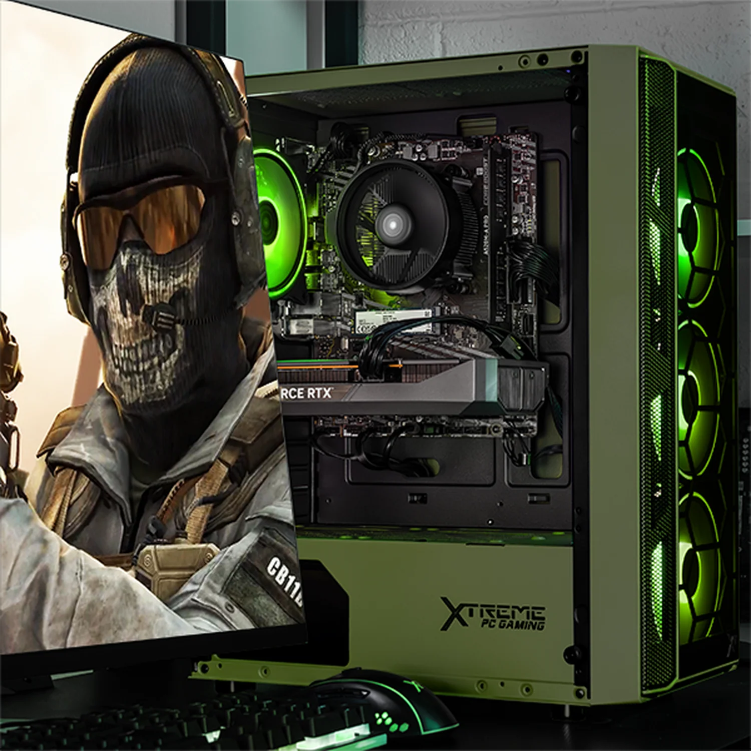 PC Gamer Completa Xtreme PC Gaming NVIDIA GeForce RTX 5060 AMD Ryzen 7 5700 16GB SSD 1TB Monitor 27 165Hz WIFI Dark Green gaming 1080p, estudios y multitarea - Image 6